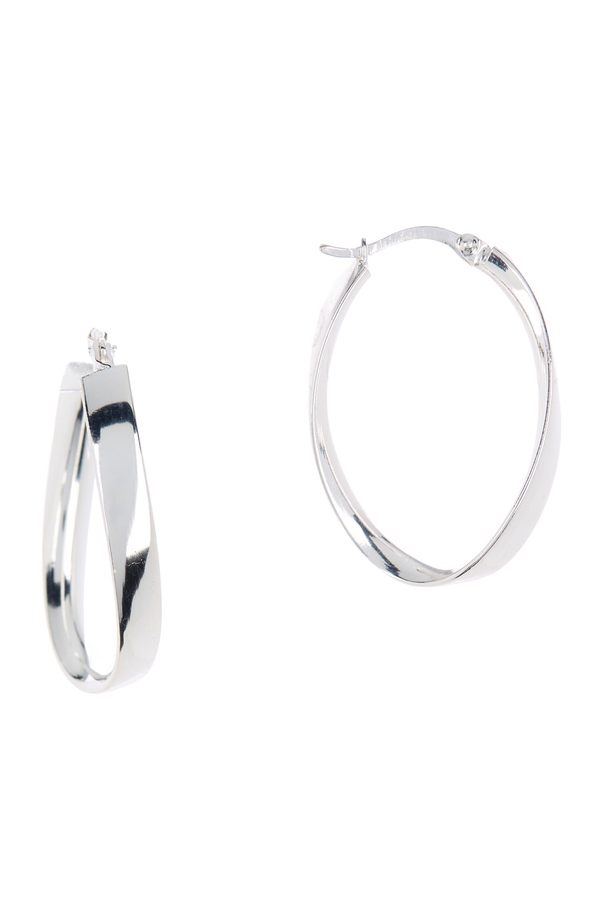 Sterling Silver 20mm Medium Twisted Oval Hoop Earrings Argento Vivo