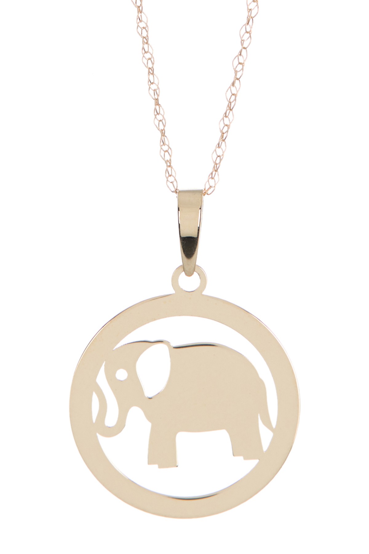 14K Gold Elephant Disc Pendant Necklace Candela
