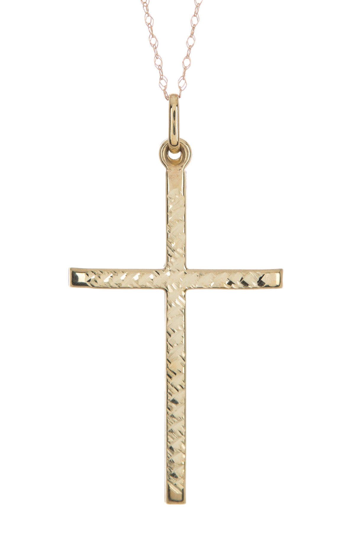 Ожерелье с чеканным крестом из желтого золота 10 карат Candela