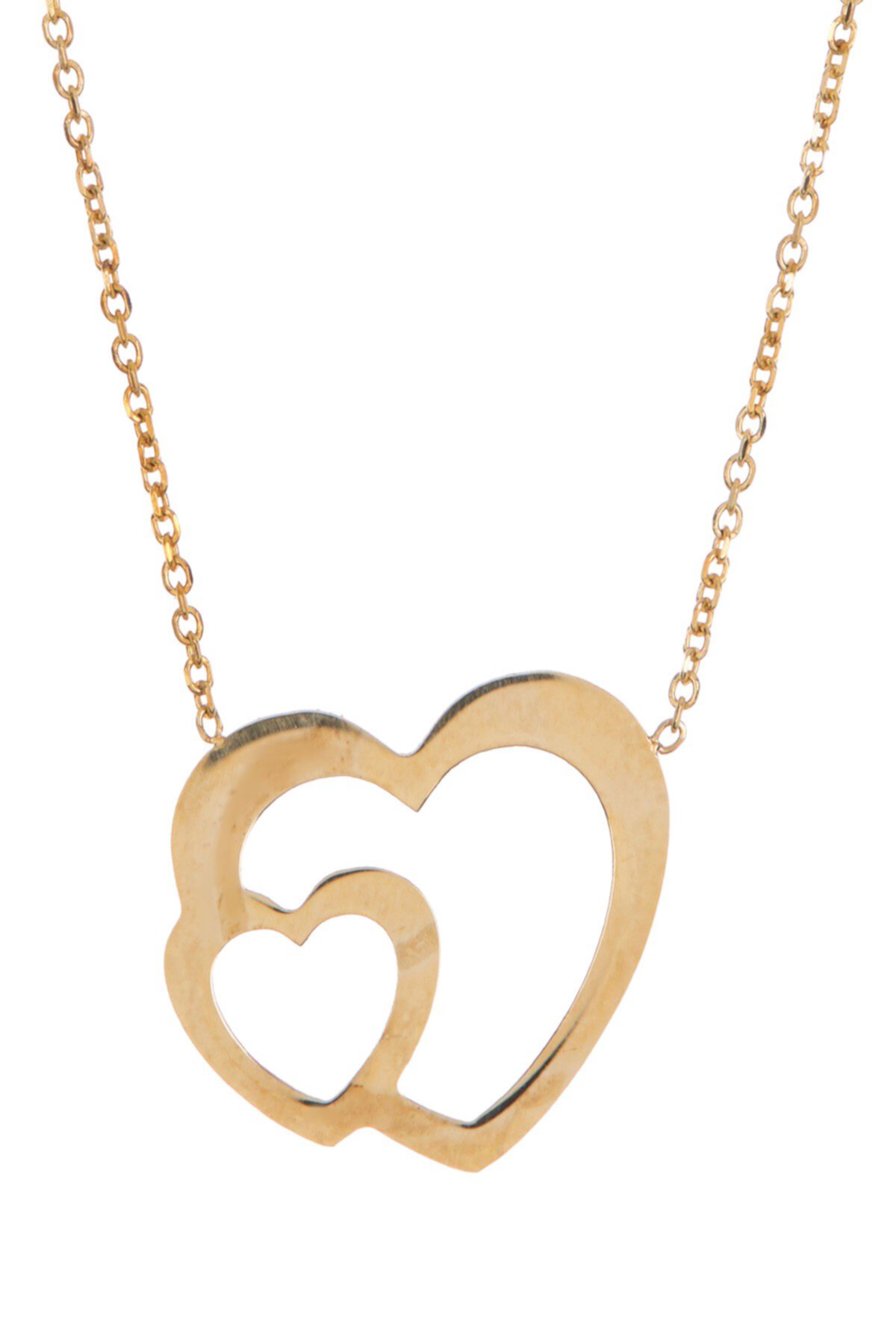 Ожерелье с двойным сердцем из желтого золота 10 карат Candela