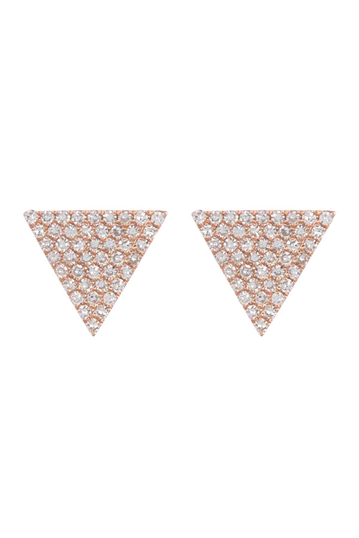 14K Rose Gold Pave Diamond Triangle Stud Earrings - 0.24 ctw Ron Hami