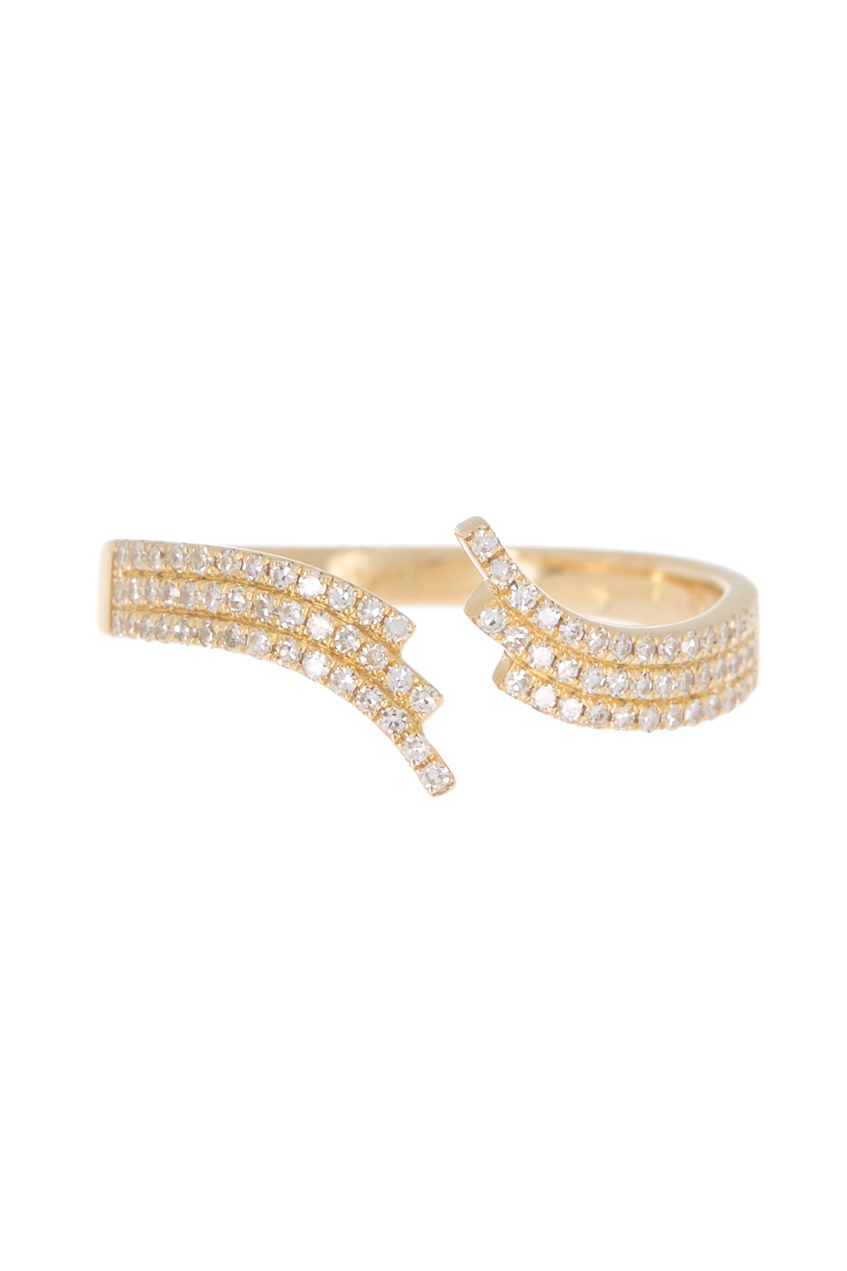 Willow 14K Yellow Gold Pave Diamond Bypass Ring - Size 7 EF Collection