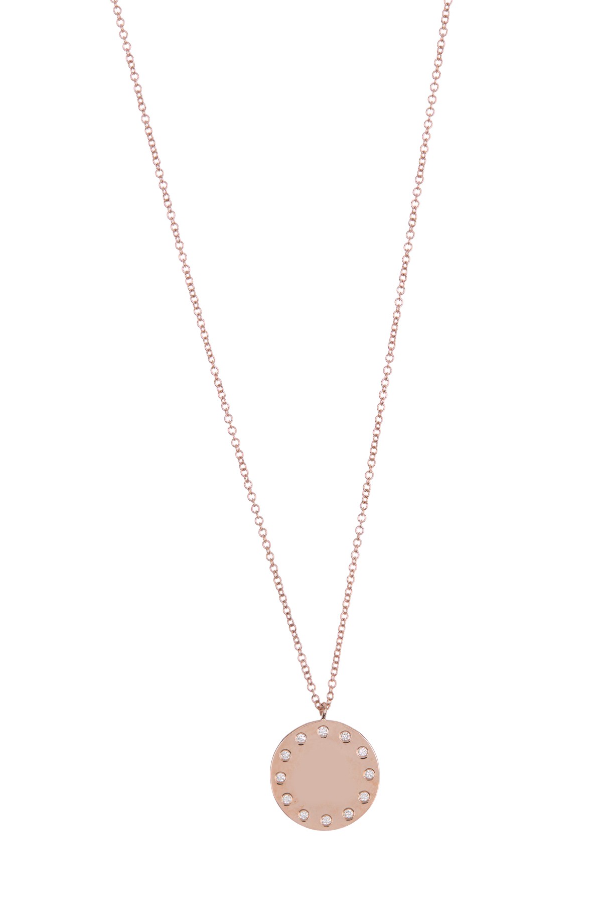14K Rose Gold Diamond Disc Pendant Necklace - 0.09 ctw Ron Hami