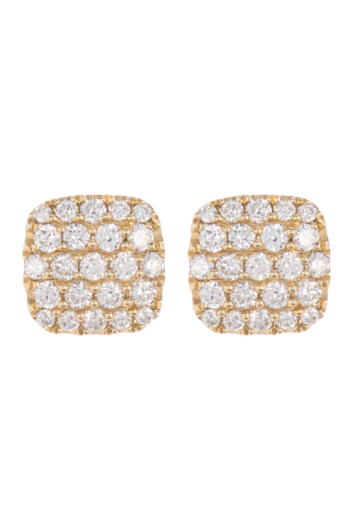 14K Yellow Gold Pave Diamond Stud Earrings - 0.50 ctw Ron Hami