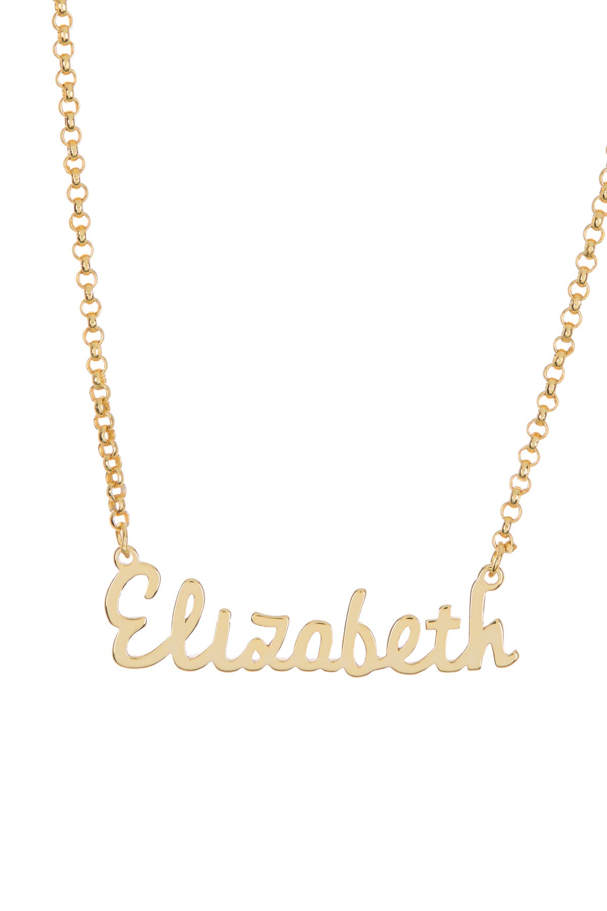 18K Yellow Gold Plated Sterling Silver 'Elizabeth' Name Pendant Necklace Argento Vivo