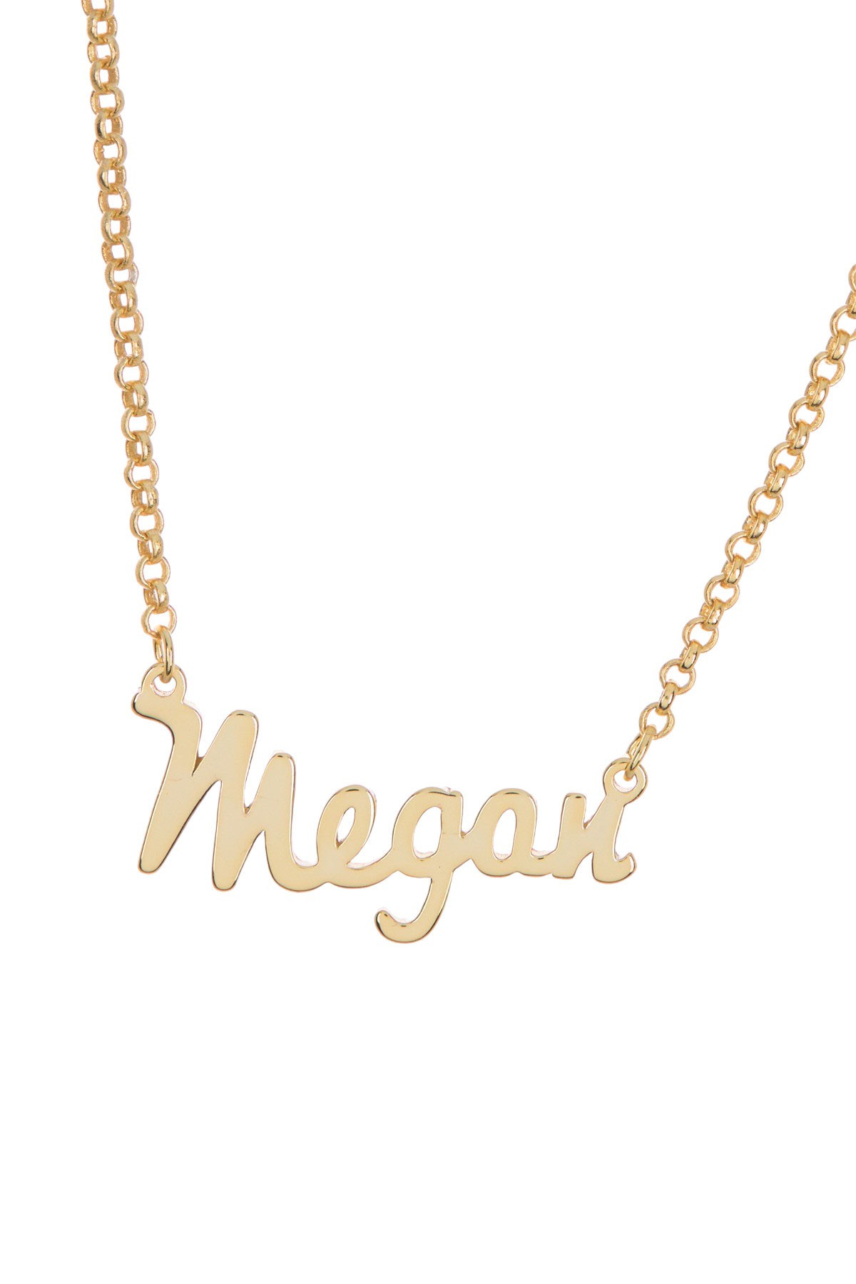 18K Yellow Gold Plated Sterling Silver 'Megan' Name Pendant Necklace Argento Vivo