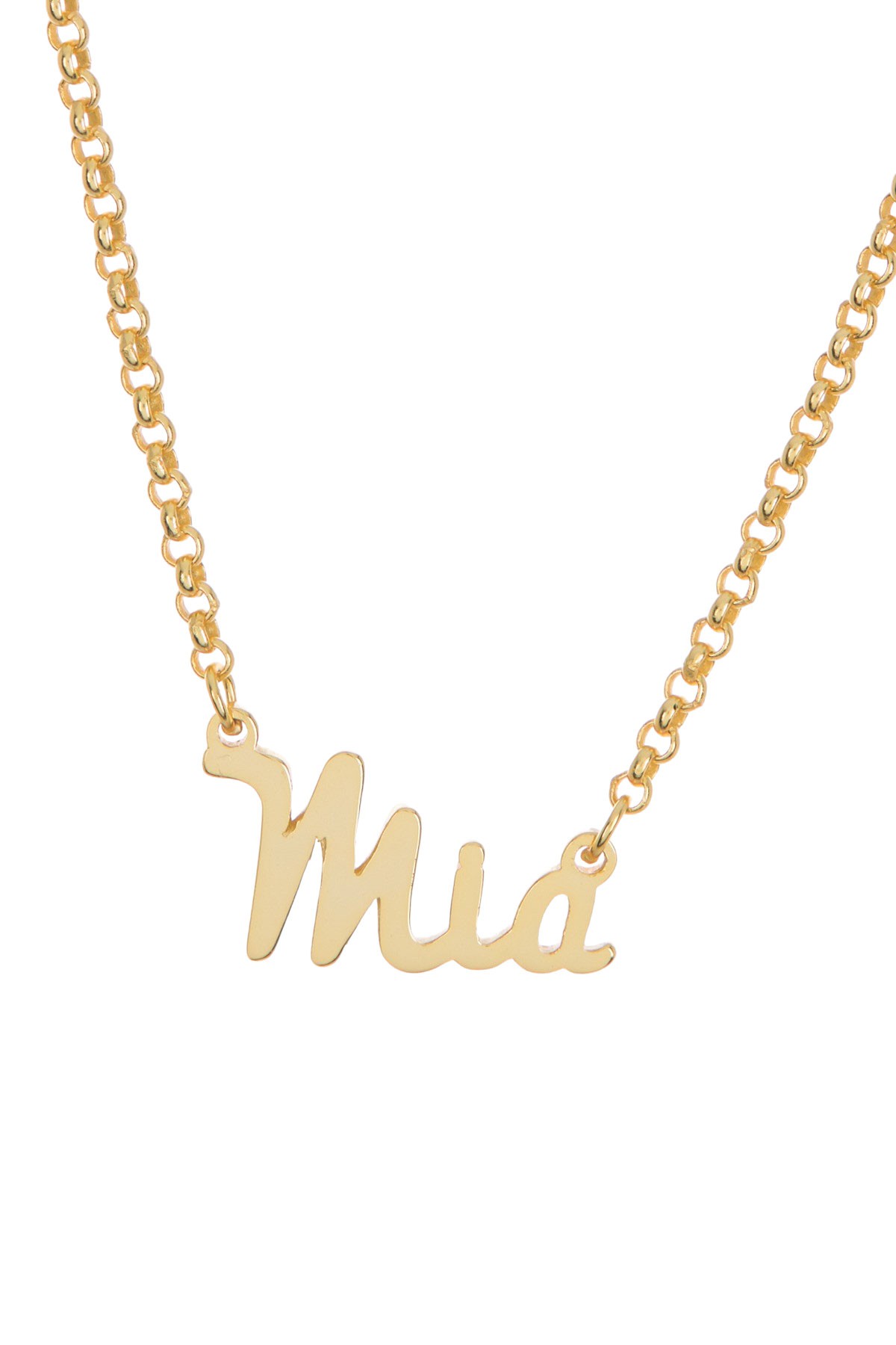 18K Yellow Gold Plated Sterling Silver 'Mia' Name Pendant Necklace Argento Vivo