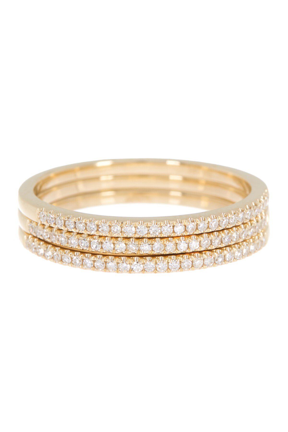 14K Yellow Gold Diamond Band Ring - Set of 3 - 0.24 ctw Ron Hami