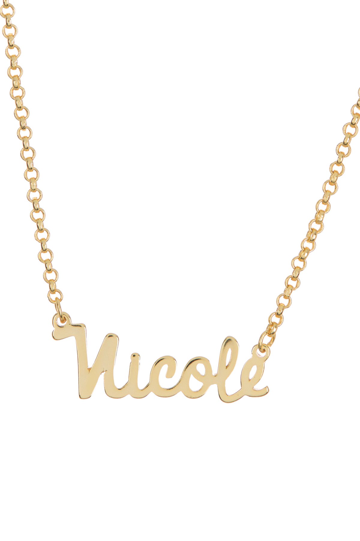18K Yellow Gold Plated Sterling Silver 'Nicole' Name Pendant Necklace Argento Vivo