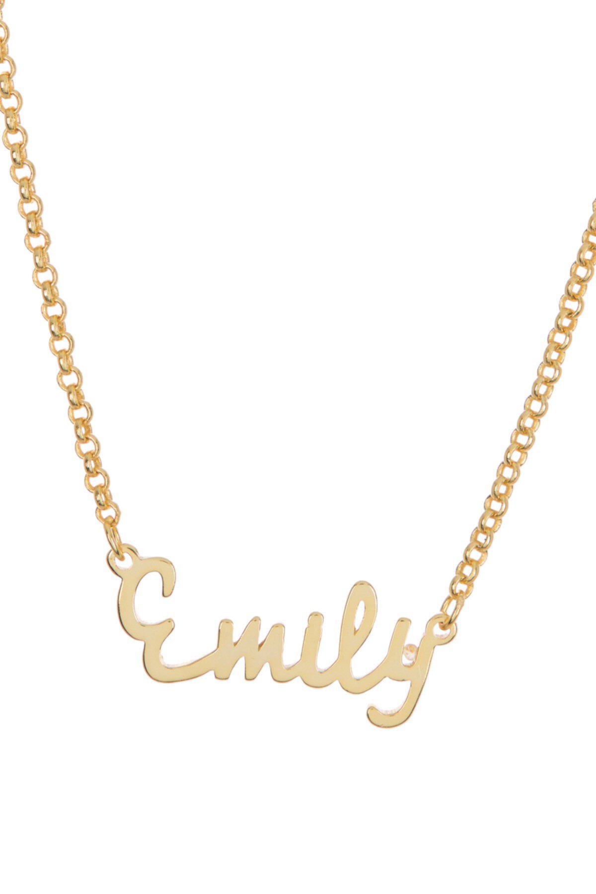 18K Yellow Gold Plated Sterling Silver 'Emily' Name Pendant Necklace Argento Vivo