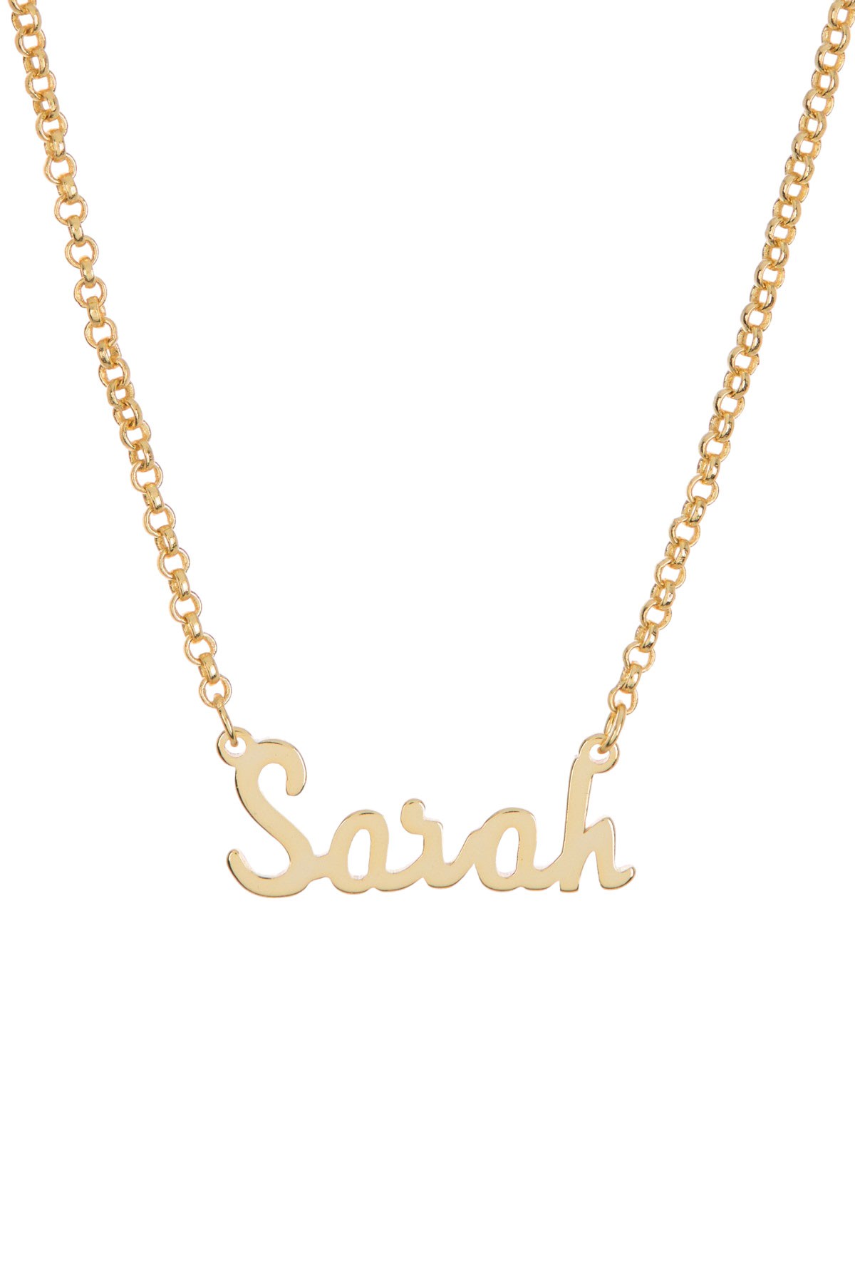 18K Yellow Gold Plated Sterling Silver 'Sarah' Name Pendant Necklace Argento Vivo