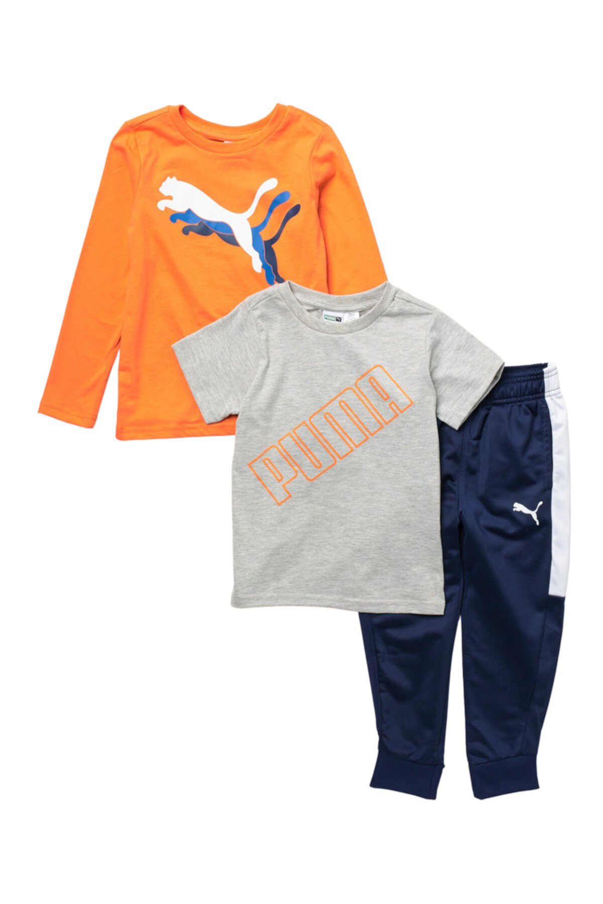 Long Sleeve T-Shirt, Short Sleeve T-Shirt & Joggers Track Set (Toddler & Little Boys) PUMA