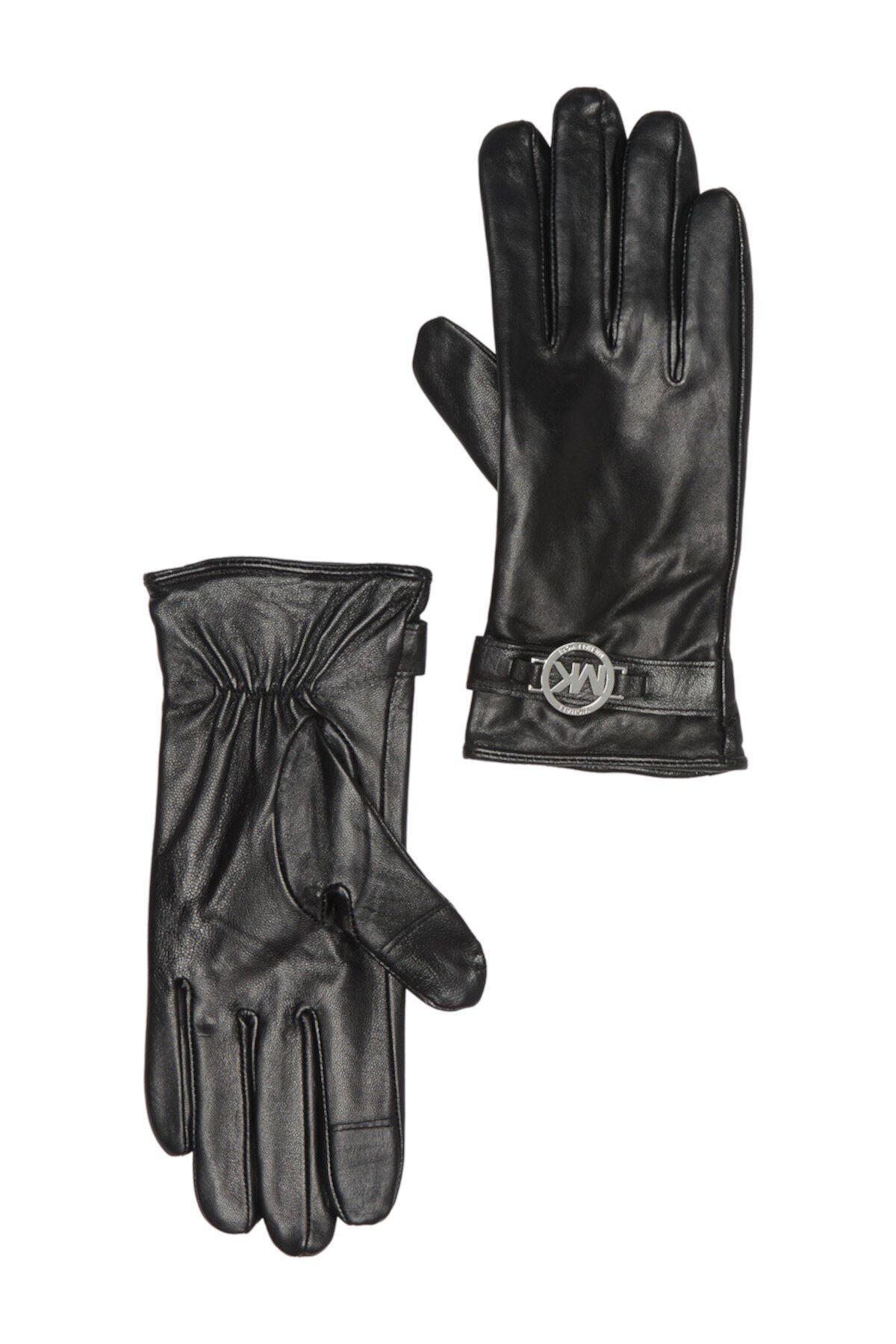 Кожаные перчатки с логотипом и подвеской Michael Kors