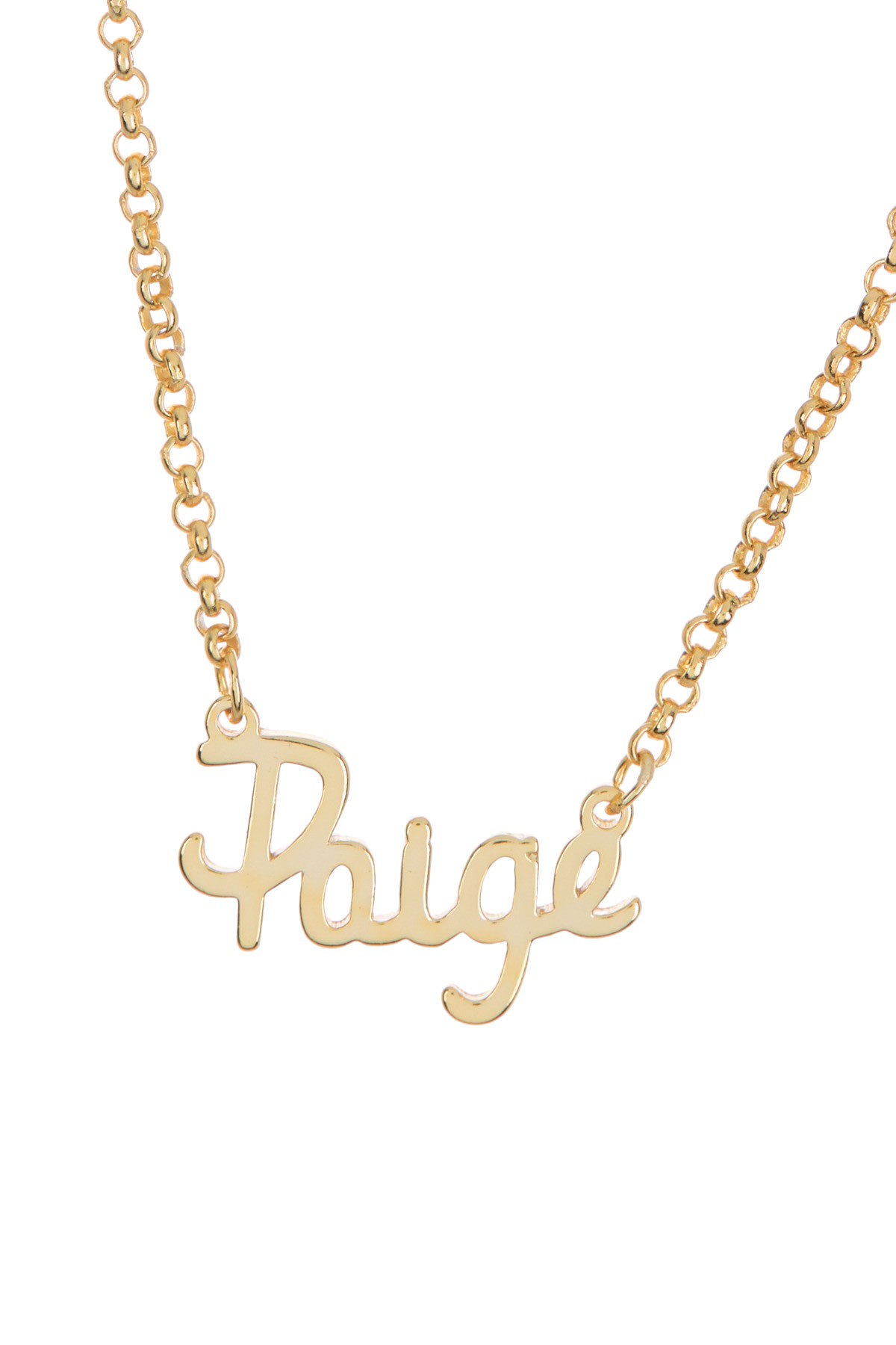 18K Yellow Gold Plated Sterling Silver 'Paige' Name Pendant Necklace Argento Vivo