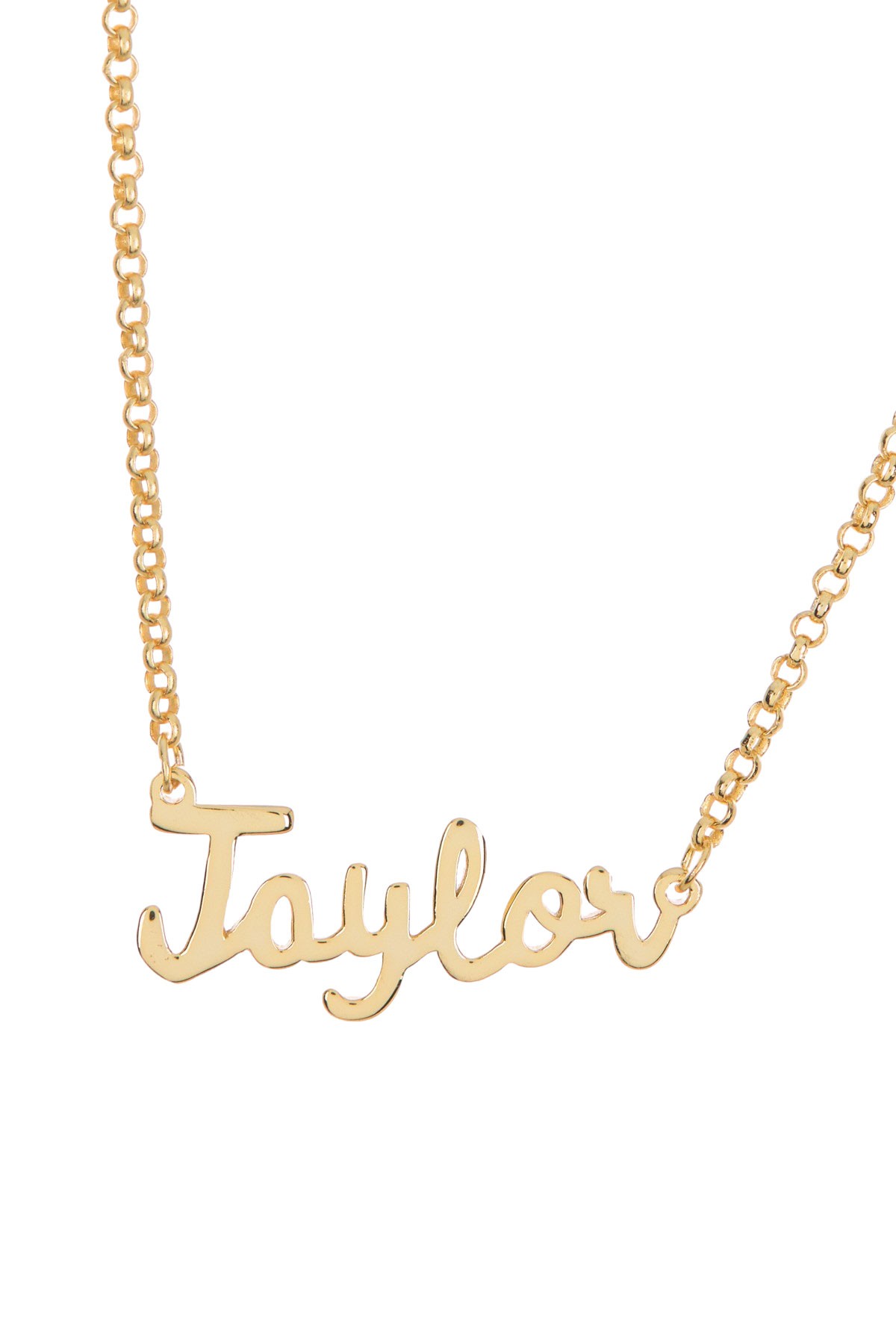 18K Yellow Gold Plated Sterling Silver 'Taylor' Name Pendant Necklace Argento Vivo