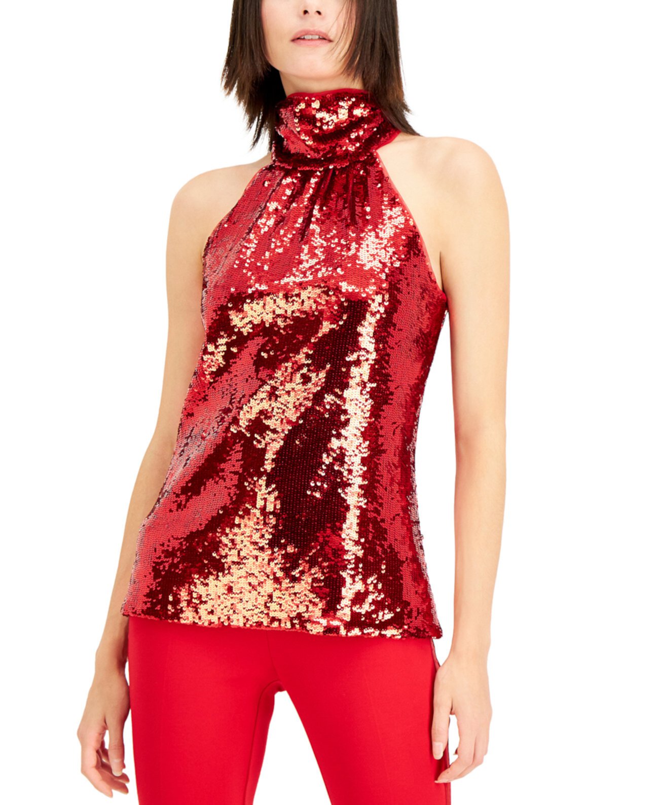 INC Real Red Sequin Halter Top, Created for Macy's INC International Concepts