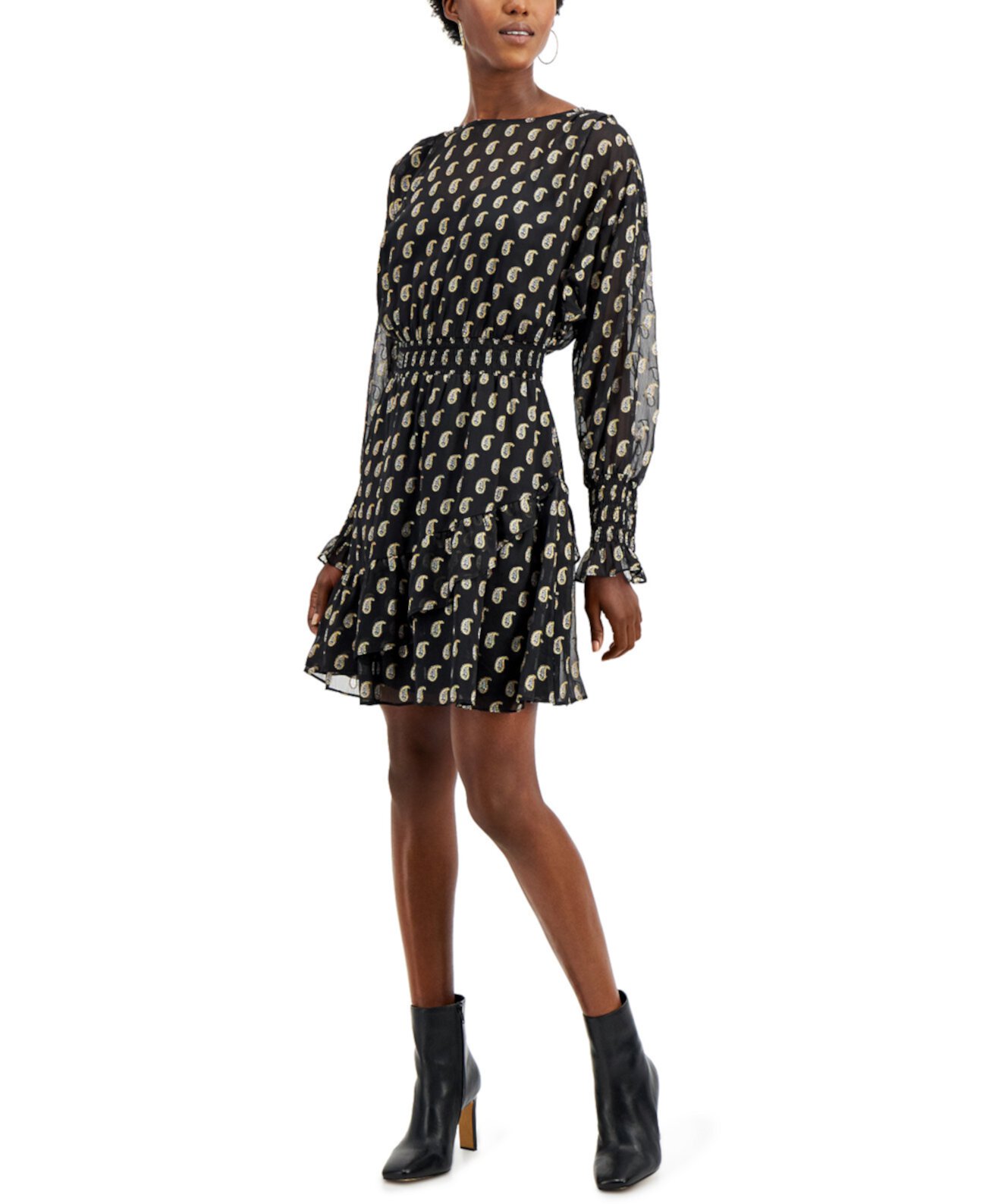 Мини-платье INC с оборками и пейсли, созданное для Macy's INC International Concepts