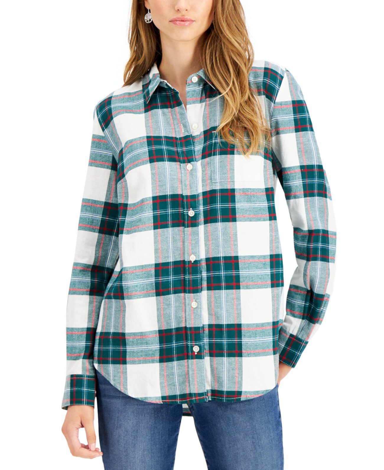Маленькая фланелевая рубашка из хлопка, созданная для Macy's Style & Co