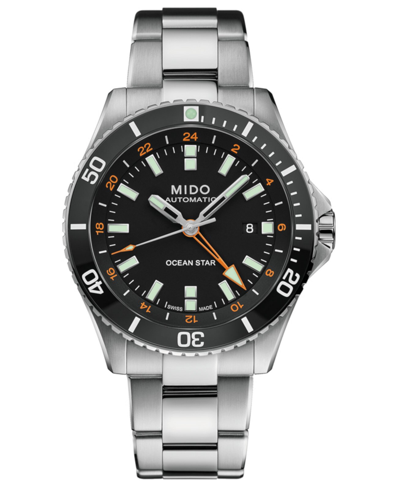 Мужские швейцарские автоматические часы Ocean Star GMT с браслетом из нержавеющей стали 44 мм MIDO