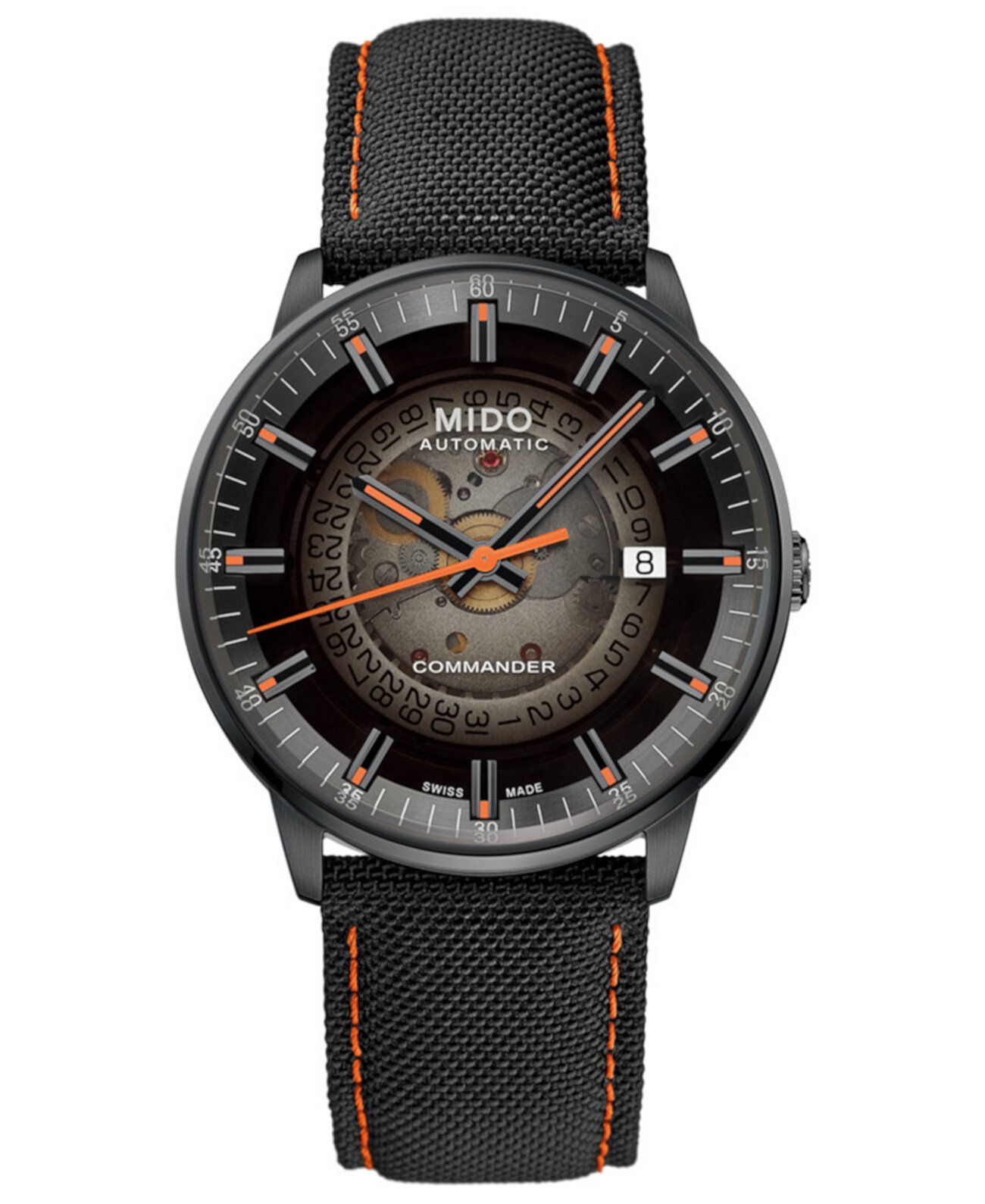 Мужские швейцарские автоматические часы Commander с черным тканевым ремешком 40 мм с градиентом MIDO