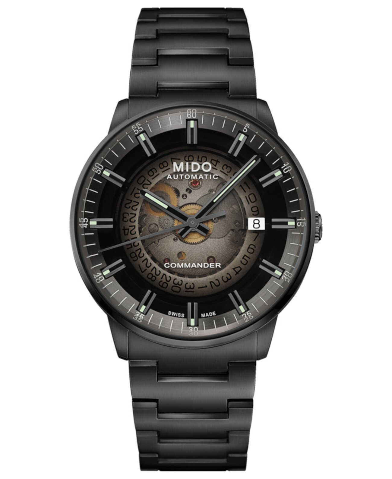 Мужские часы Swiss Automatic Commander с черным PVD-браслетом, 40 мм MIDO