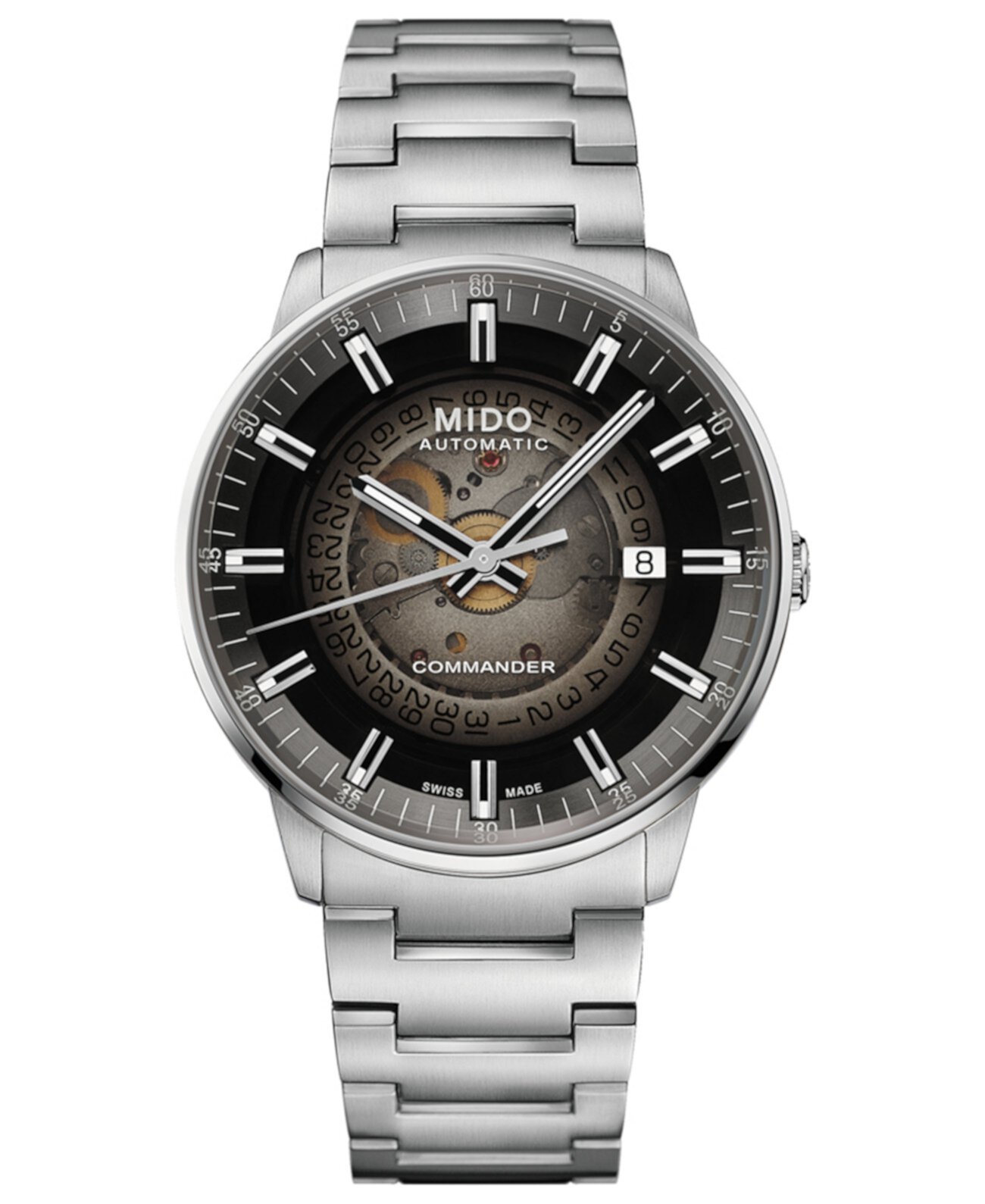 Мужские швейцарские автоматические часы Commander с градиентом из нержавеющей стали с браслетом 40 мм MIDO