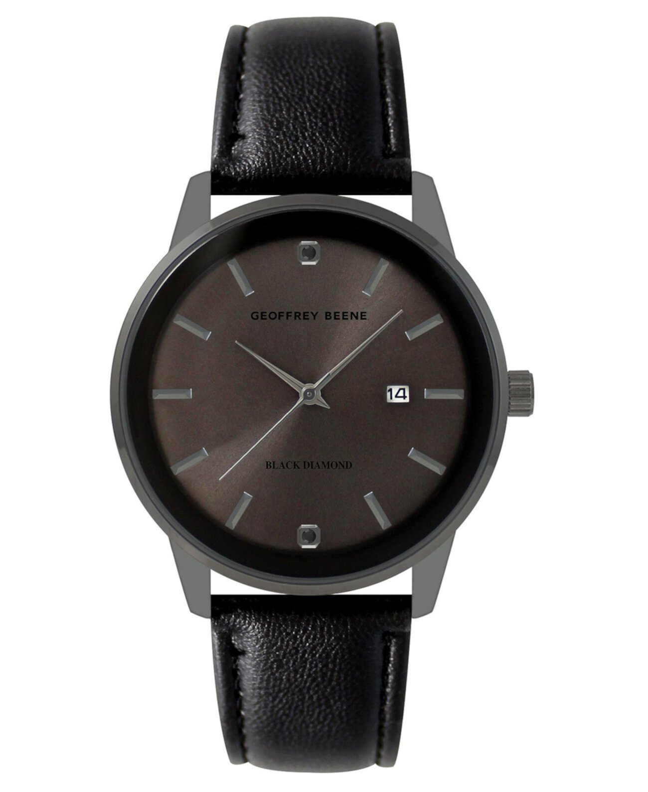 Мужские часы с черным ремешком из искусственной кожи, 40 мм Geoffrey Beene