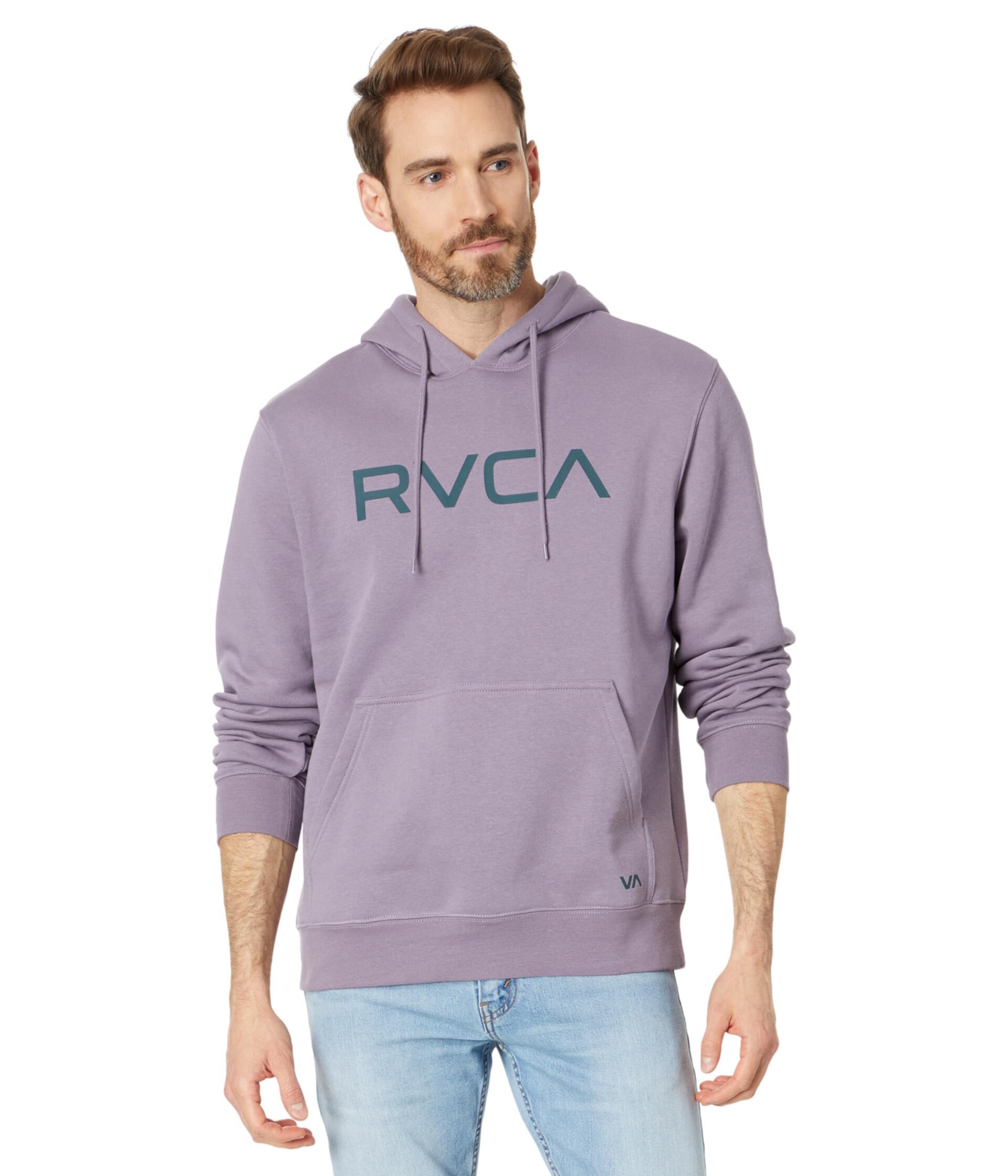 Облегающее худи Big RVCA с капюшоном, с кенгуру-карманом, 80% хлопка, 20% полиэстера Rvca