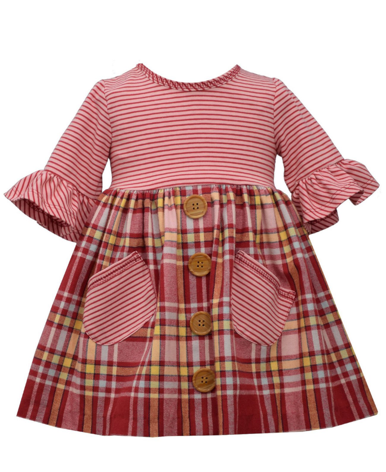 Фланелевое платье в полоску и трикотажное платье в полоску для маленьких девочек Bonnie Jean