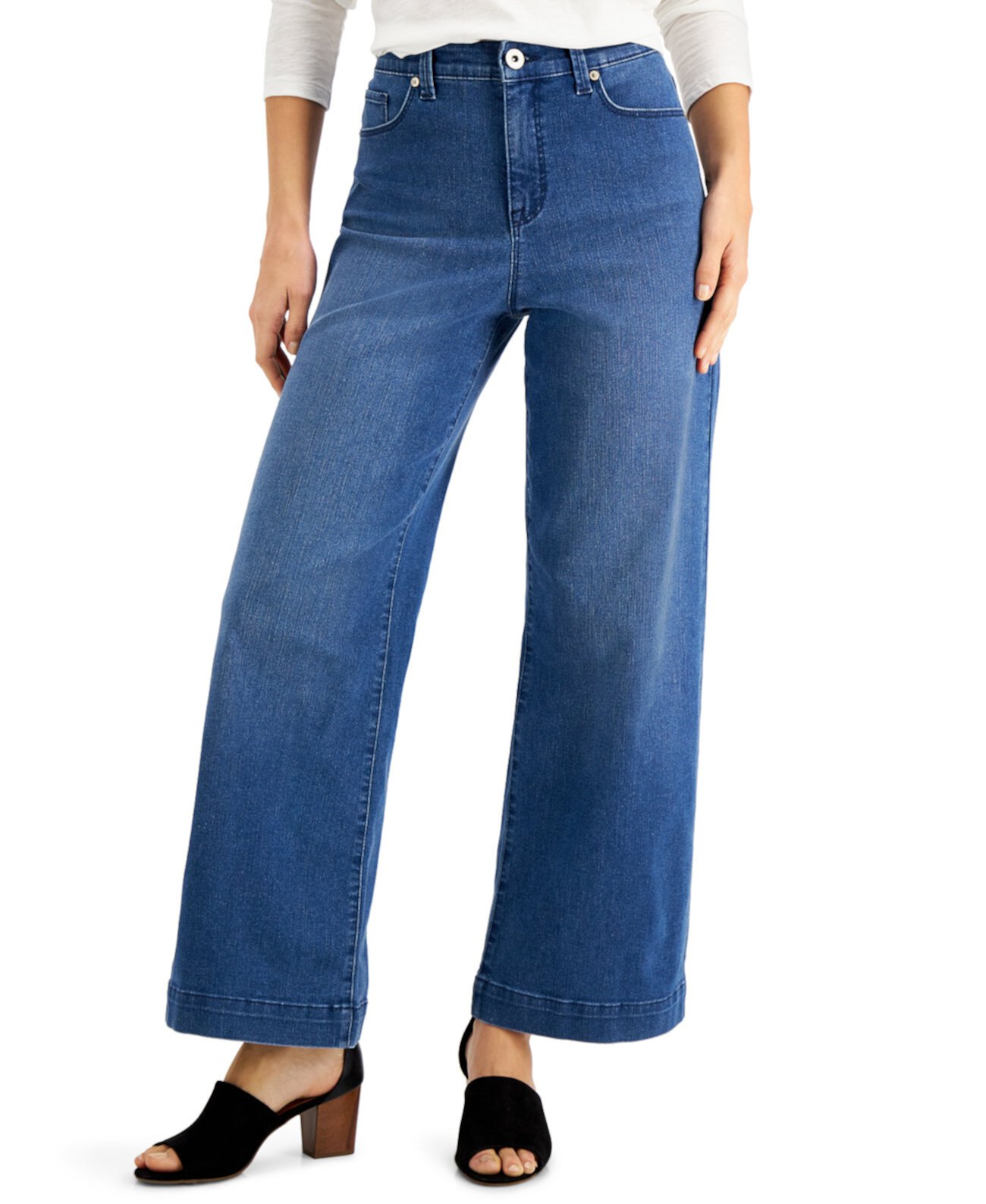 Wide-Leg Tummy-Control Jeans, Created for Macy's Style & Co