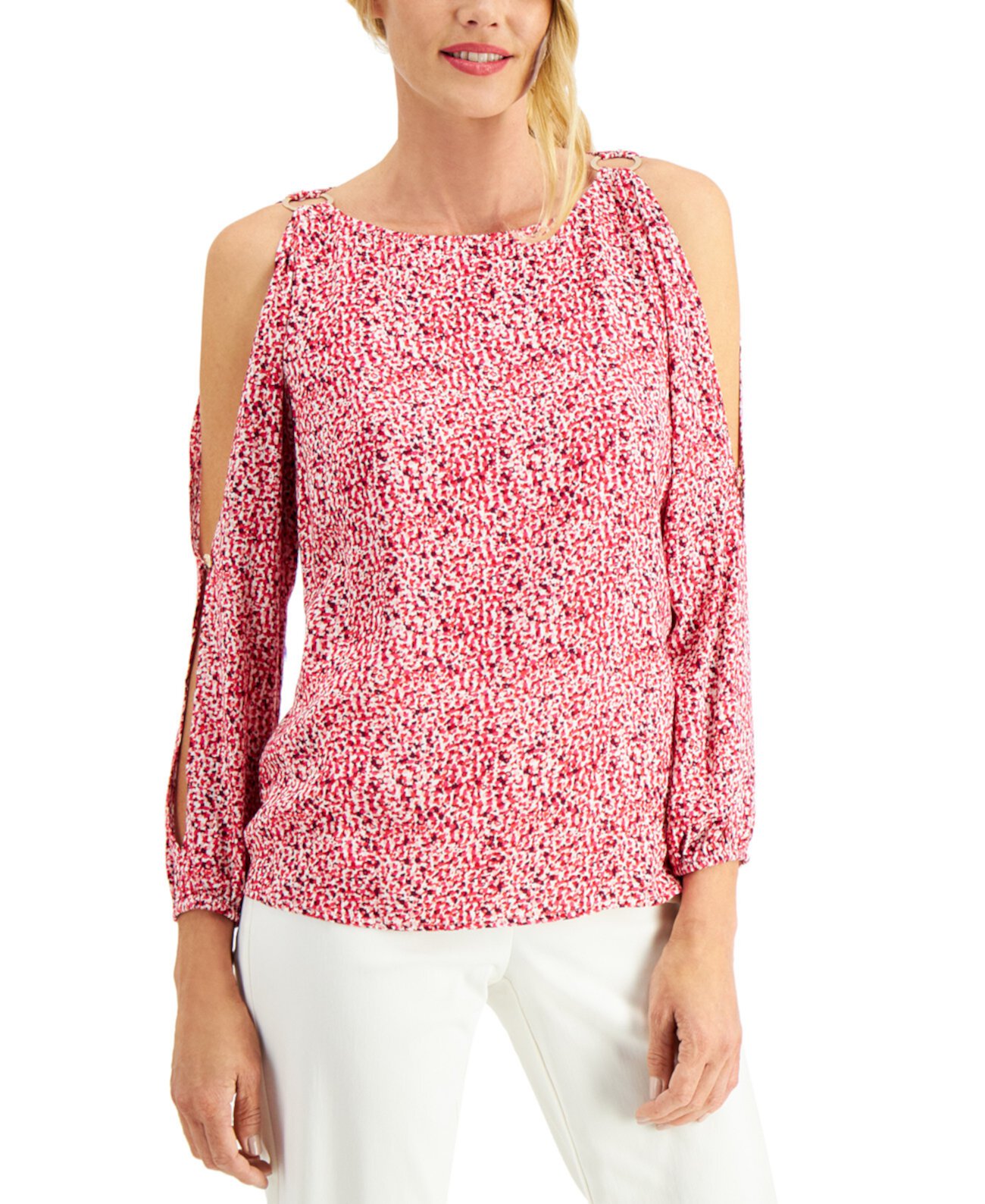 Printed Cold-Shoulder Top, Created for Macy's J&M Collection