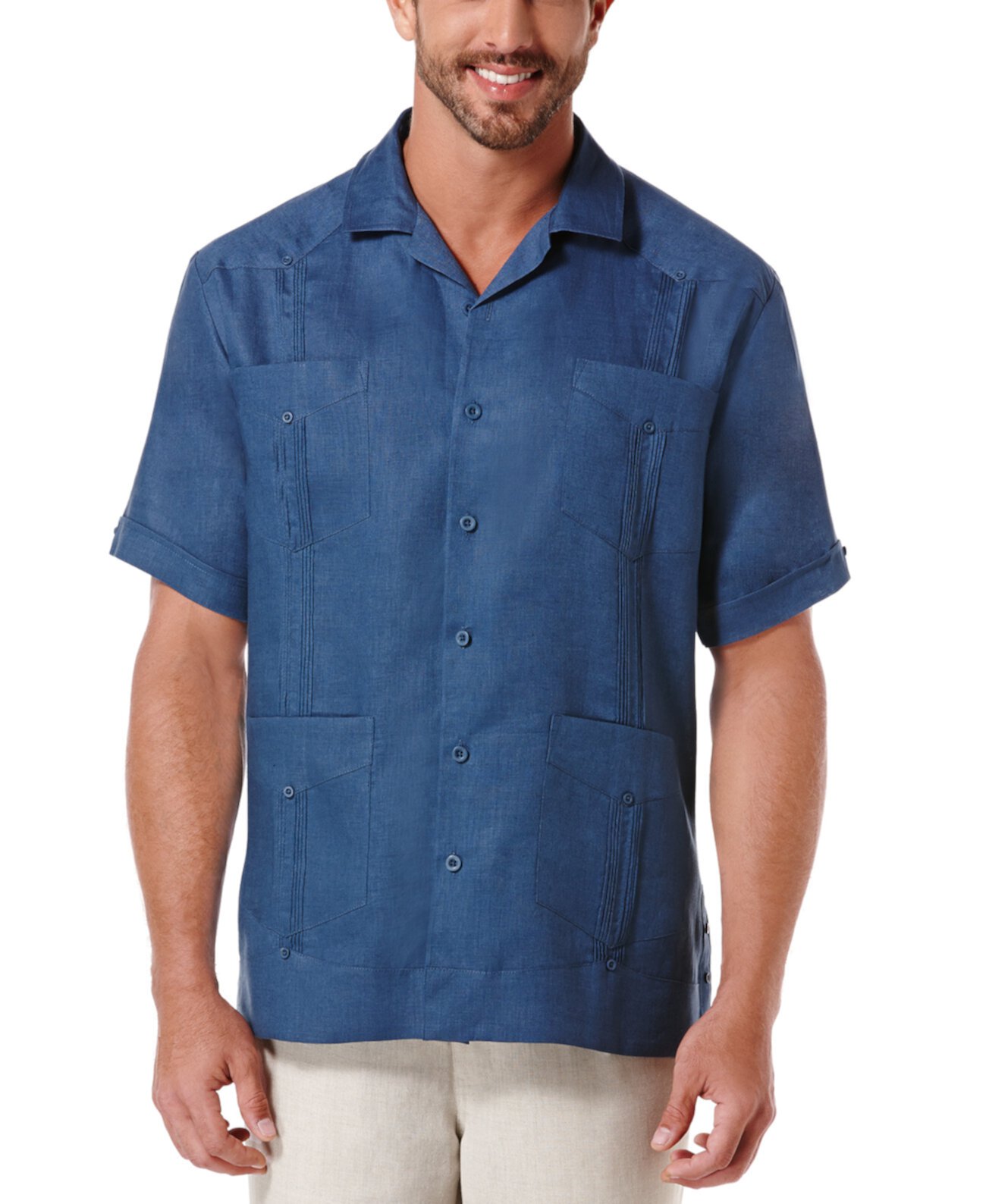 Рубашка Guayabera из 100% льна с короткими рукавами и 4 карманами Cubavera