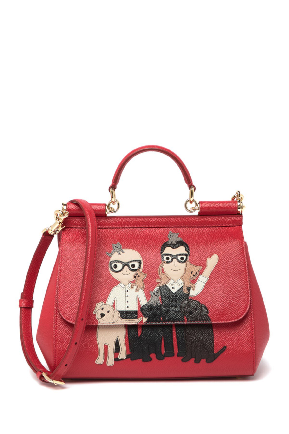 Кожаная сумка-портфель с принтом Dolce & Gabbana