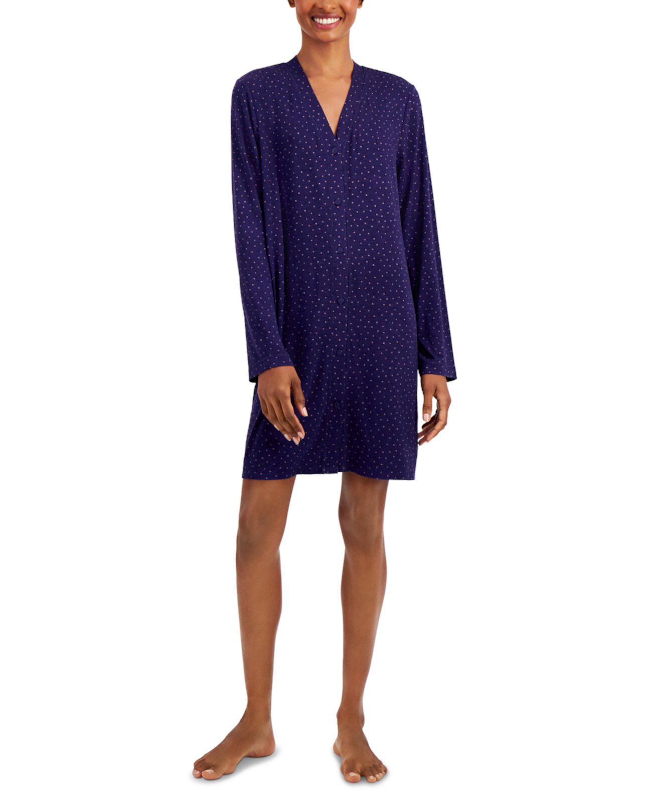 Printed Button-Front Nightgown, Created for Macy's Alfani