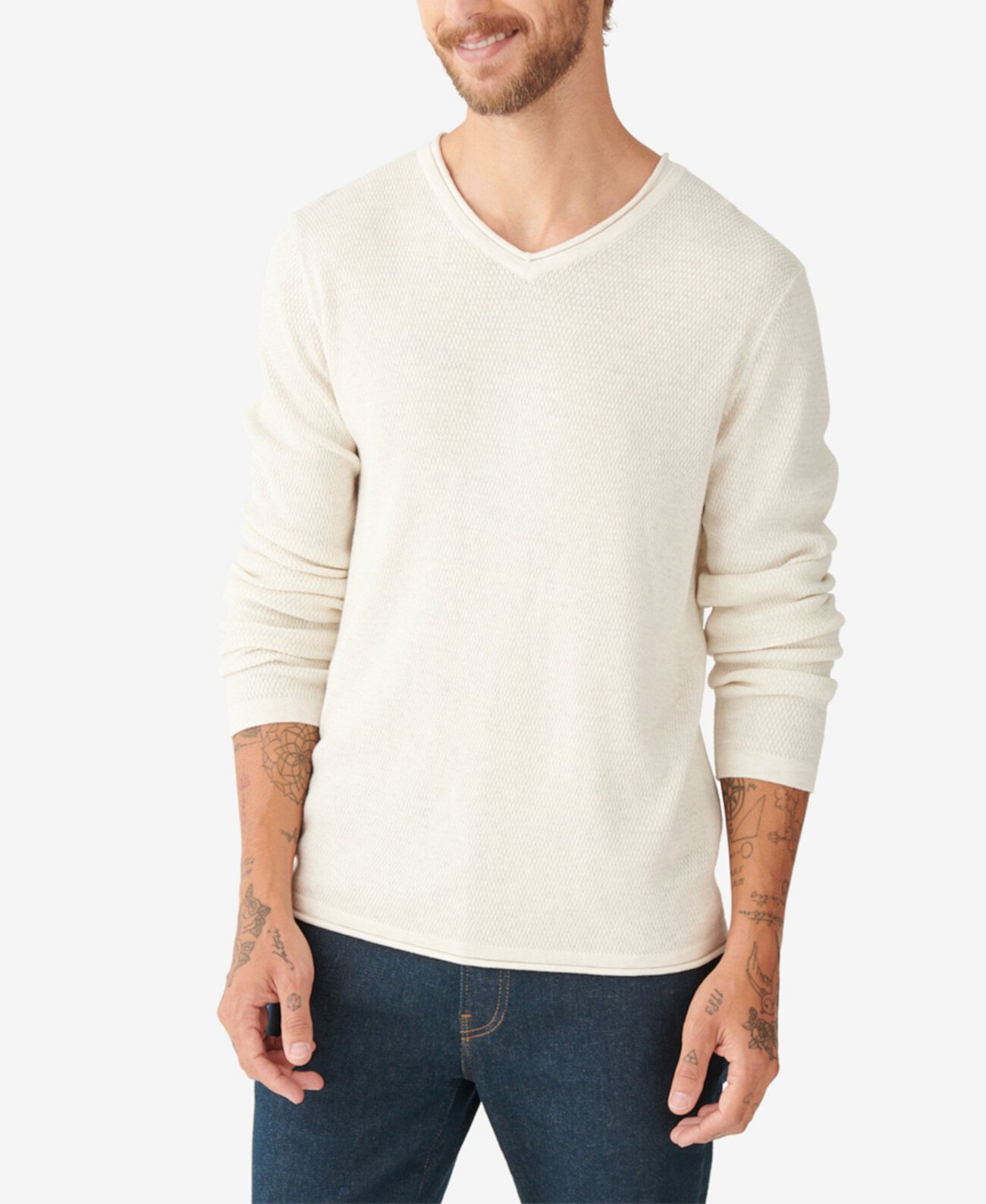 Мужской свитер полусреднего веса с V-образным вырезом Lucky Brand