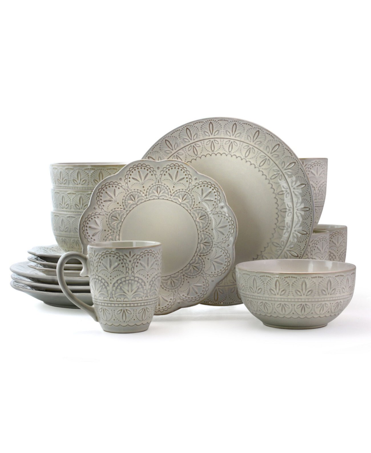 Кружевной набор роскошной керамической посуды из 16 предметов Elama