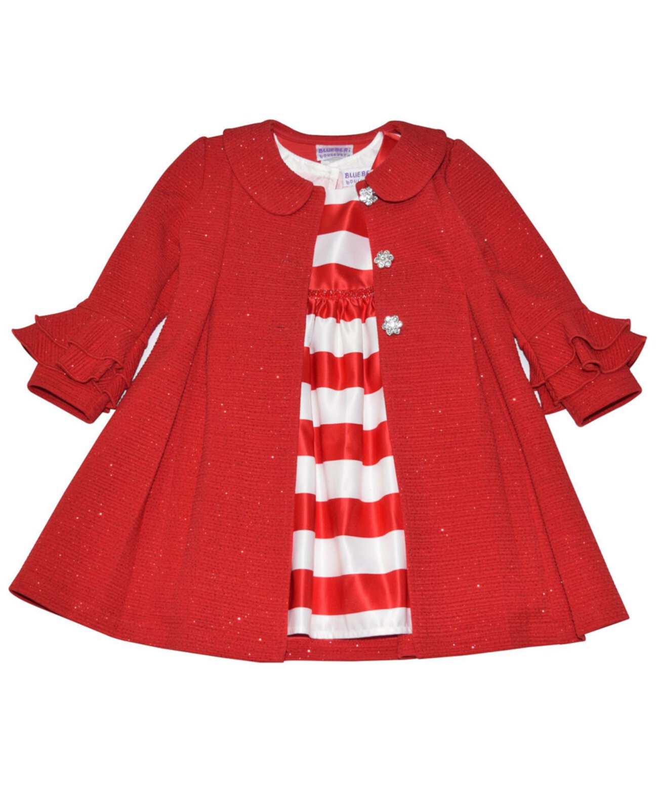 Полосатое платье и пальто для малышей для девочек Blueberi Boulevard