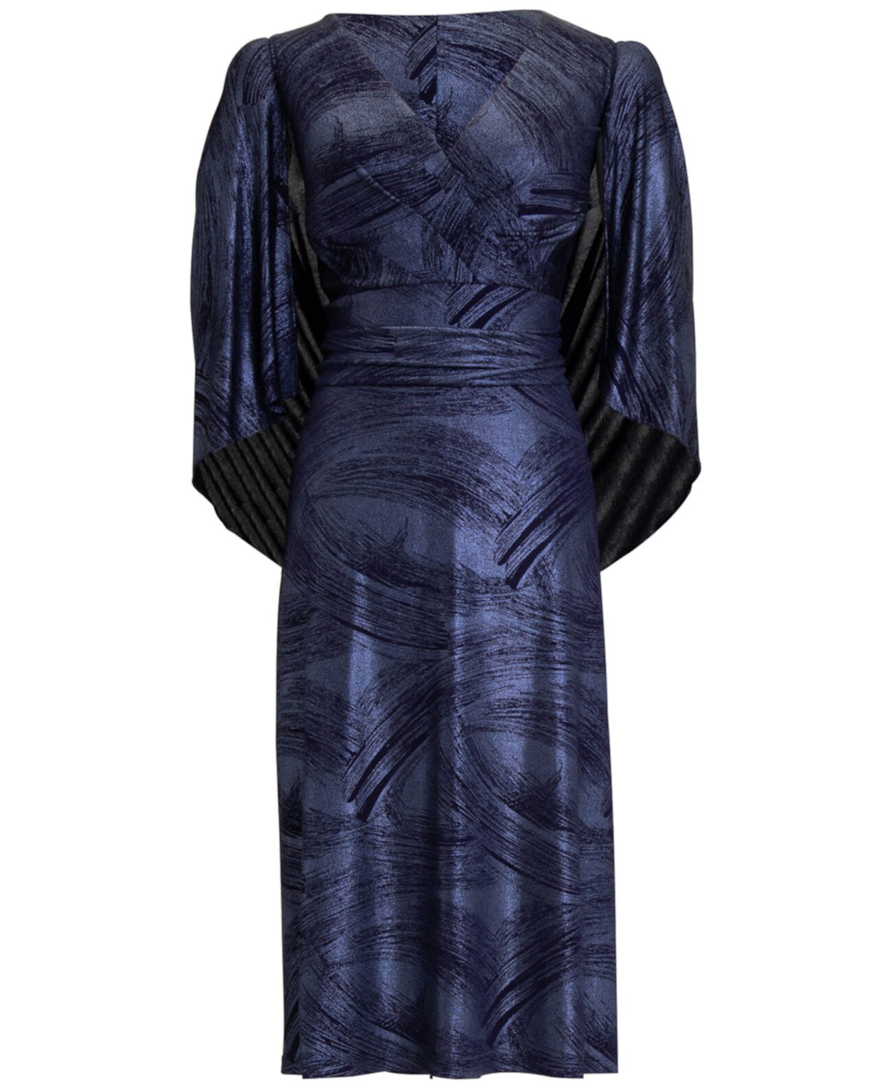 Трикотажное платье миди с драпировкой и накидкой больших размеров с эффектом металлик Connected