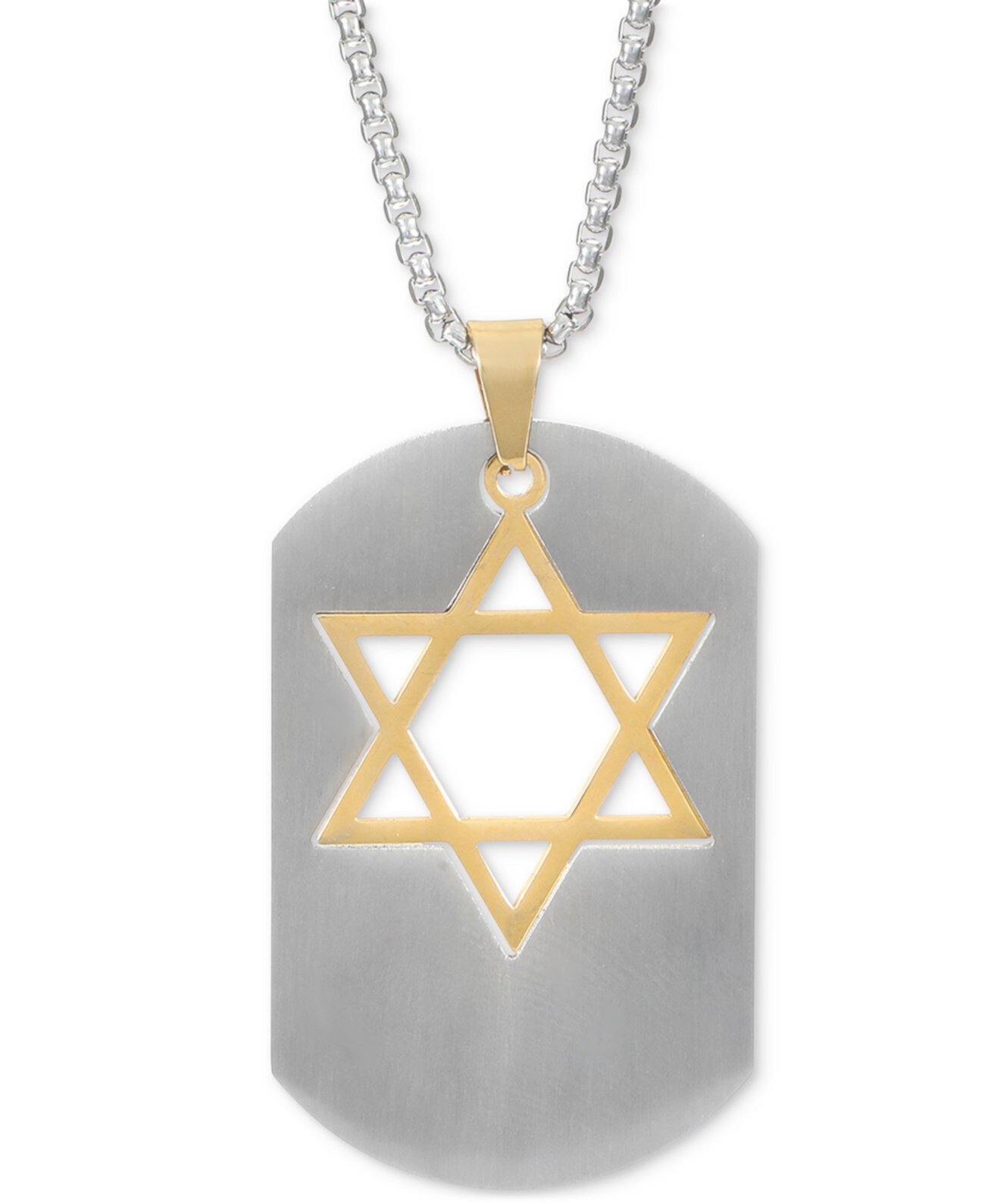 INC Men's Two-Tone Star of David Dog Tag 23-3/4" Pendant Necklace, Created for Macy's INC International Concepts