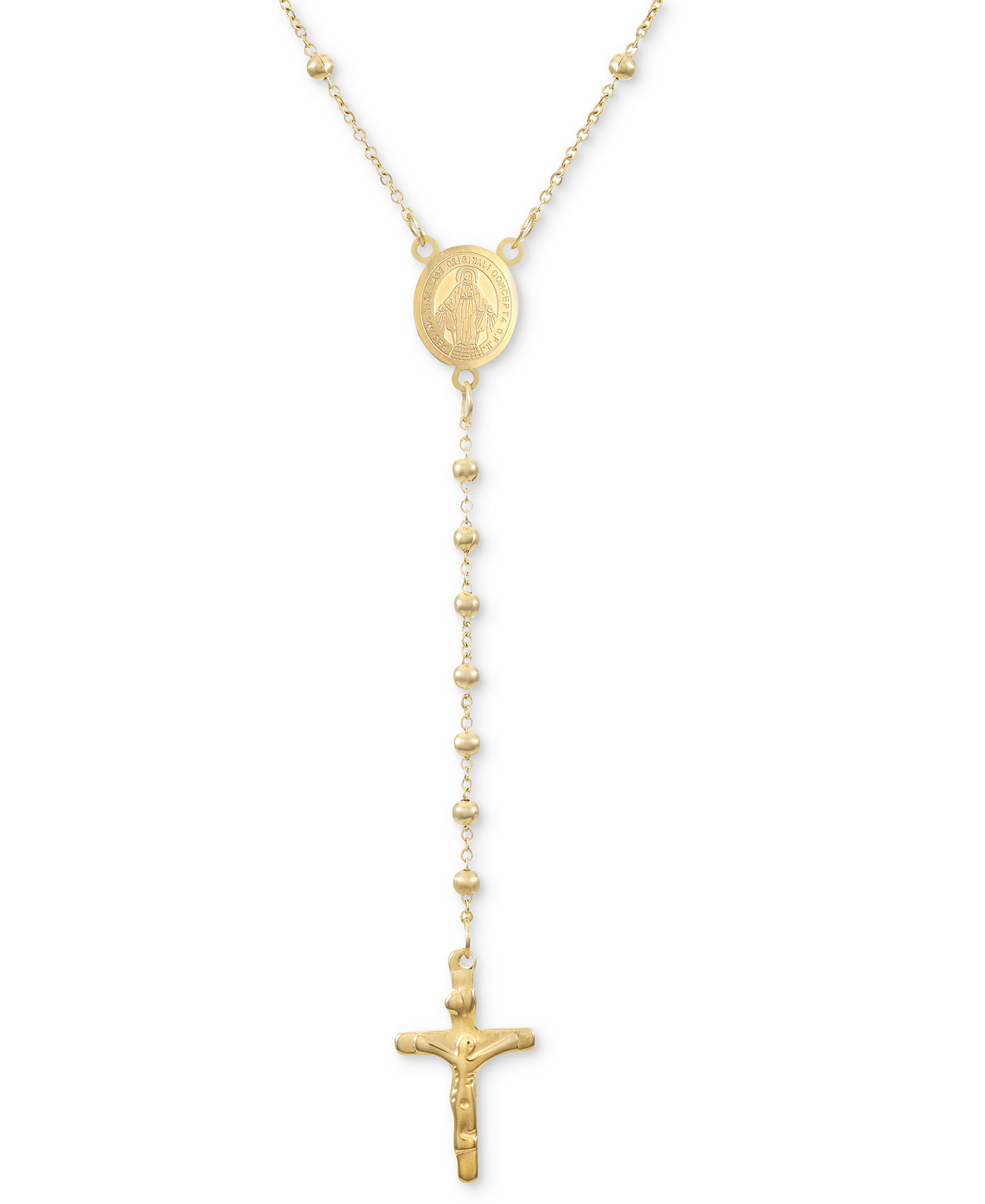 INC Men's Gold-Tone Stainless Steel Rosary Cross 24" Lariat Necklace, Created for Macy's INC International Concepts