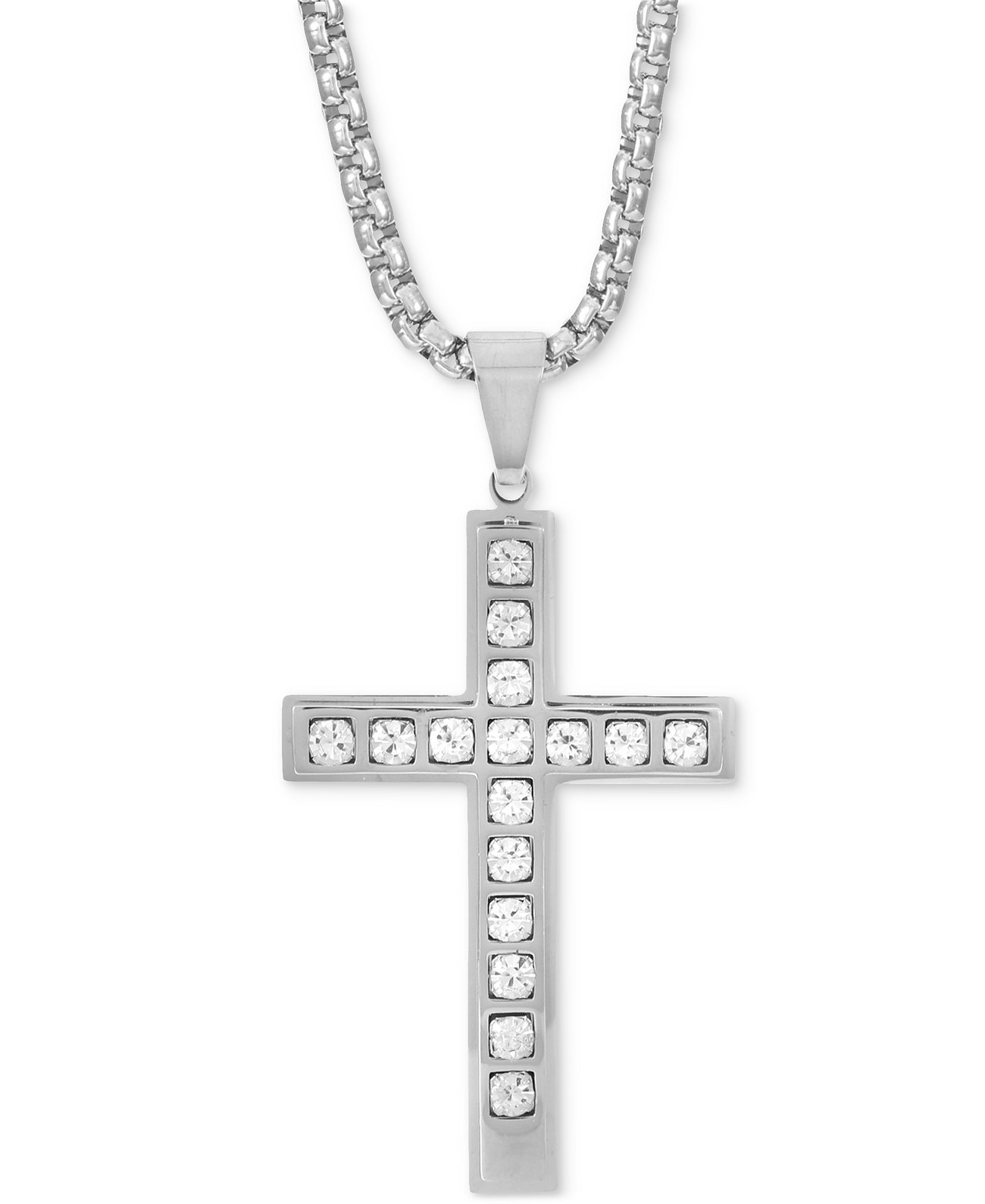 INC Men's Stainless Steel Cubic Zirconia Cross 24" Pendant Necklace, Created for Macy's INC International Concepts