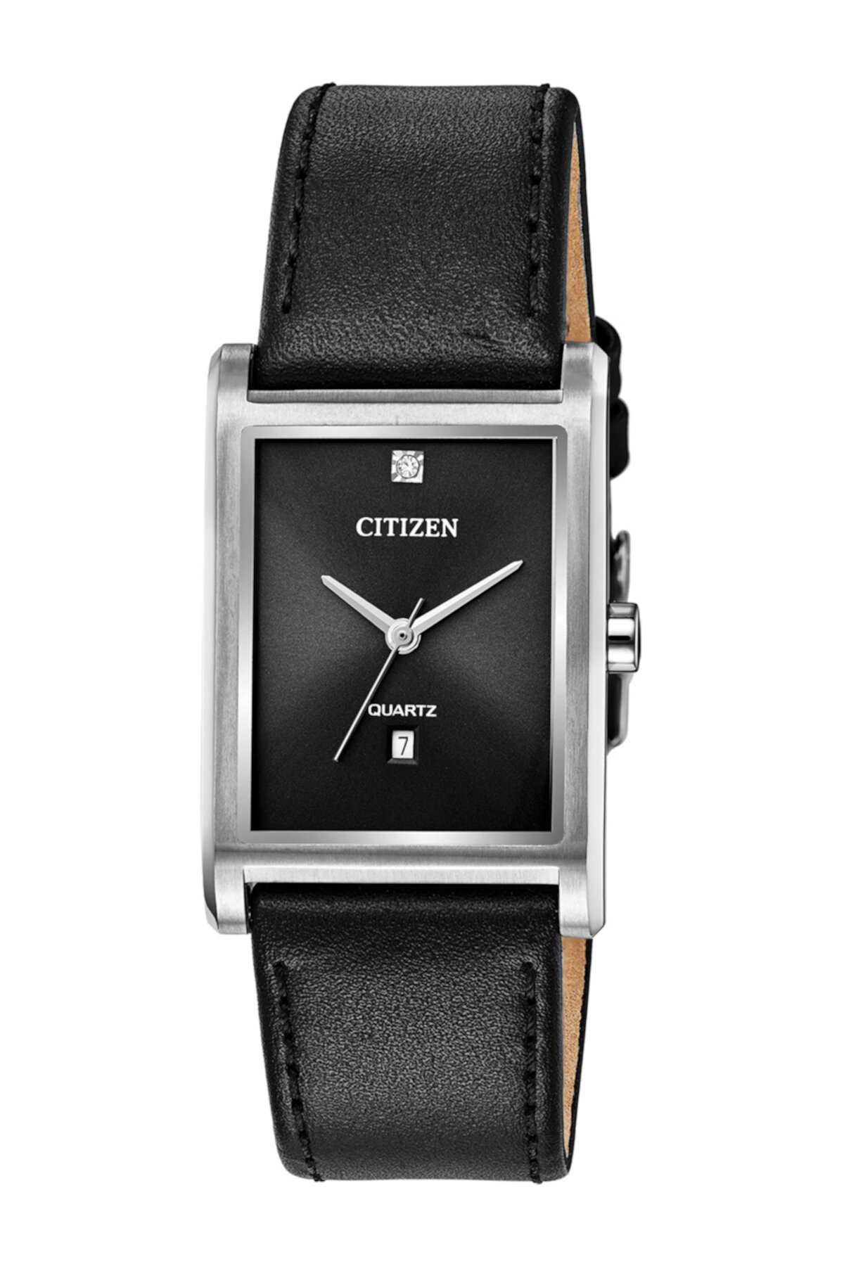 Мужские часы с черным кожаным ремешком, 25,5 мм Citizen