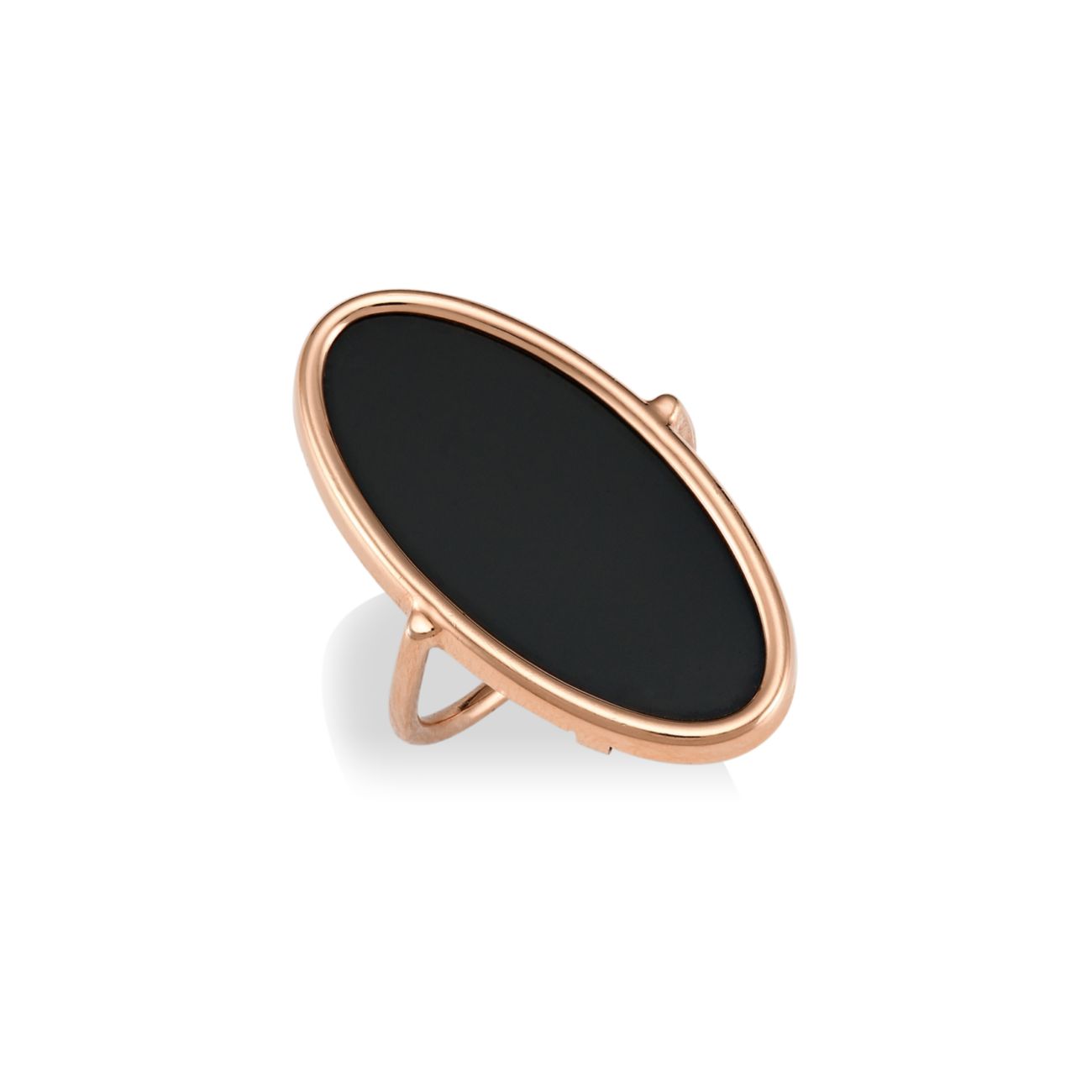 18-каратное розовое золото & amp; Кольцо в форме эллипса с черным ониксом Ginette NY