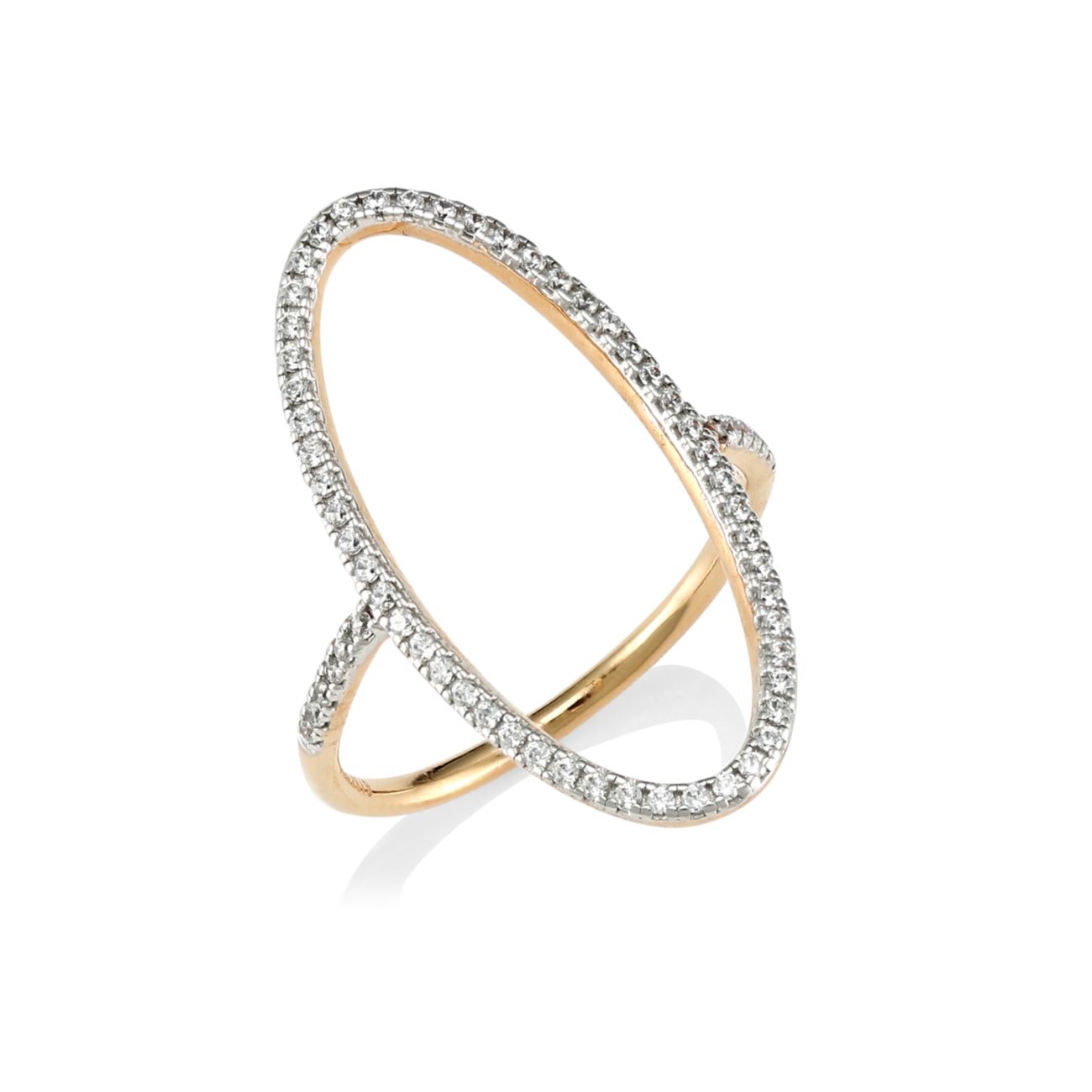 18K Rose Gold &amp; White Diamond Open Ellipse Ring Ginette NY