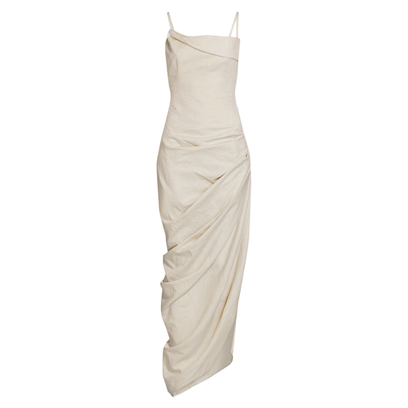 La Robe Saudade Linen-Blend Draped Maxi Dress Jacquemus
