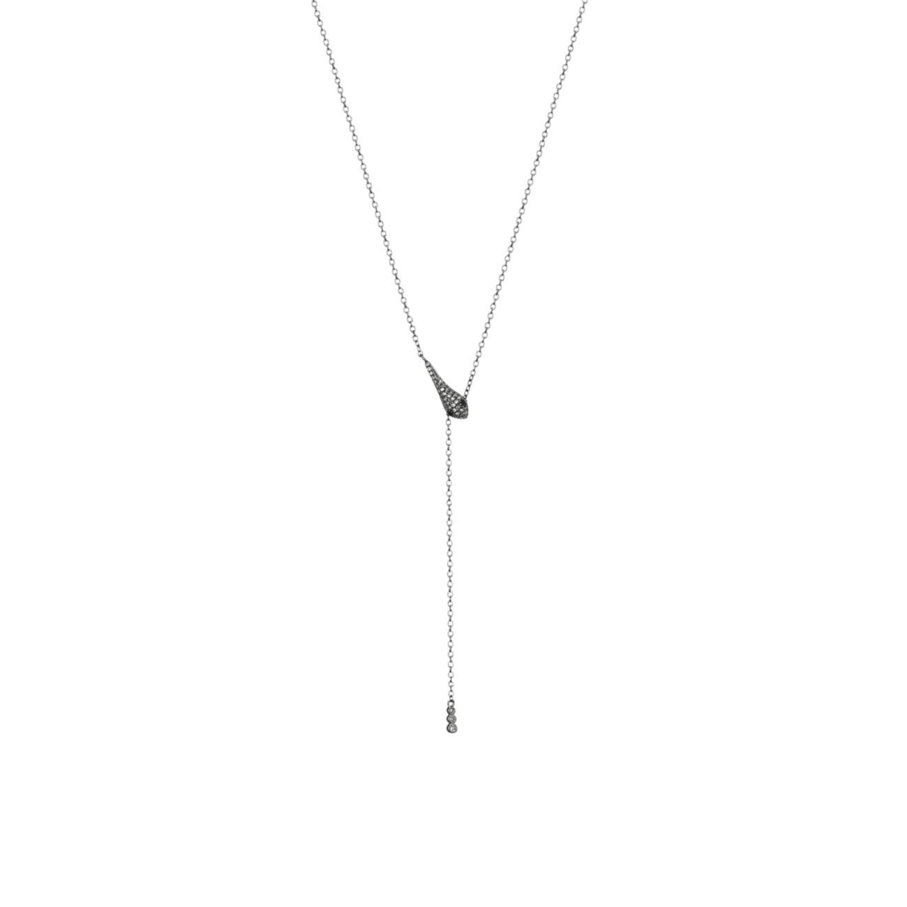 Diamond &amp; Sterling Silver Lariat Pendant Necklace Nina Gilin