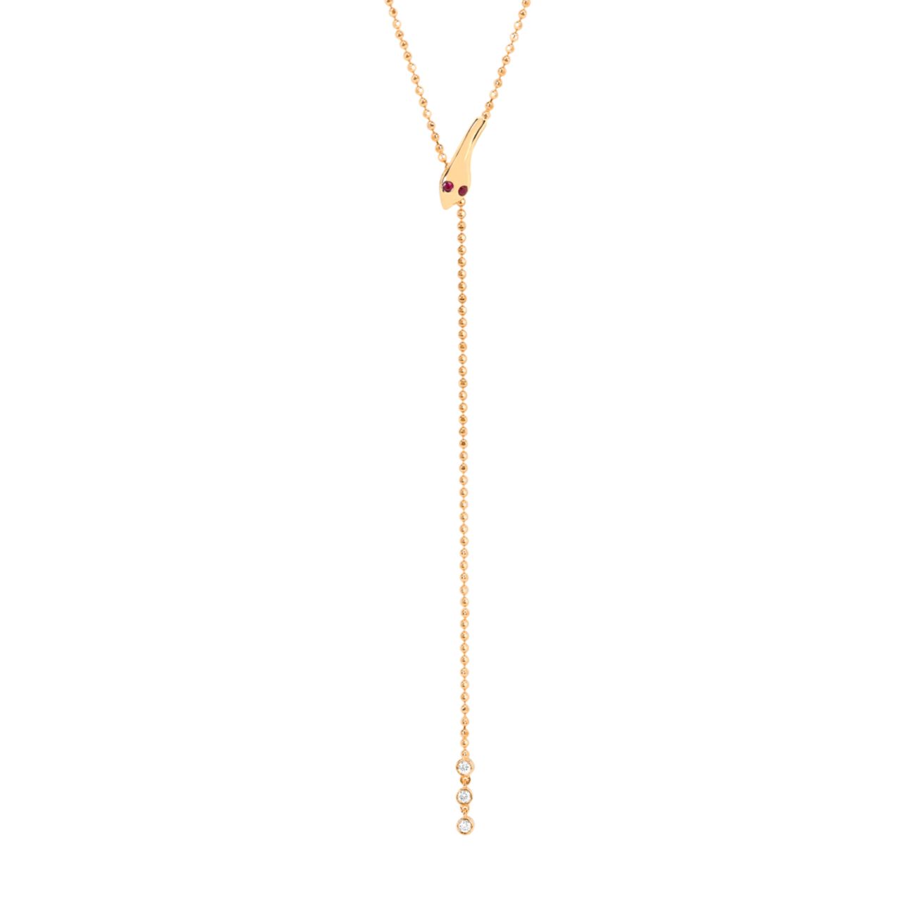 14K Yellow Gold &amp; Ruby Lariat Necklace EF Collection