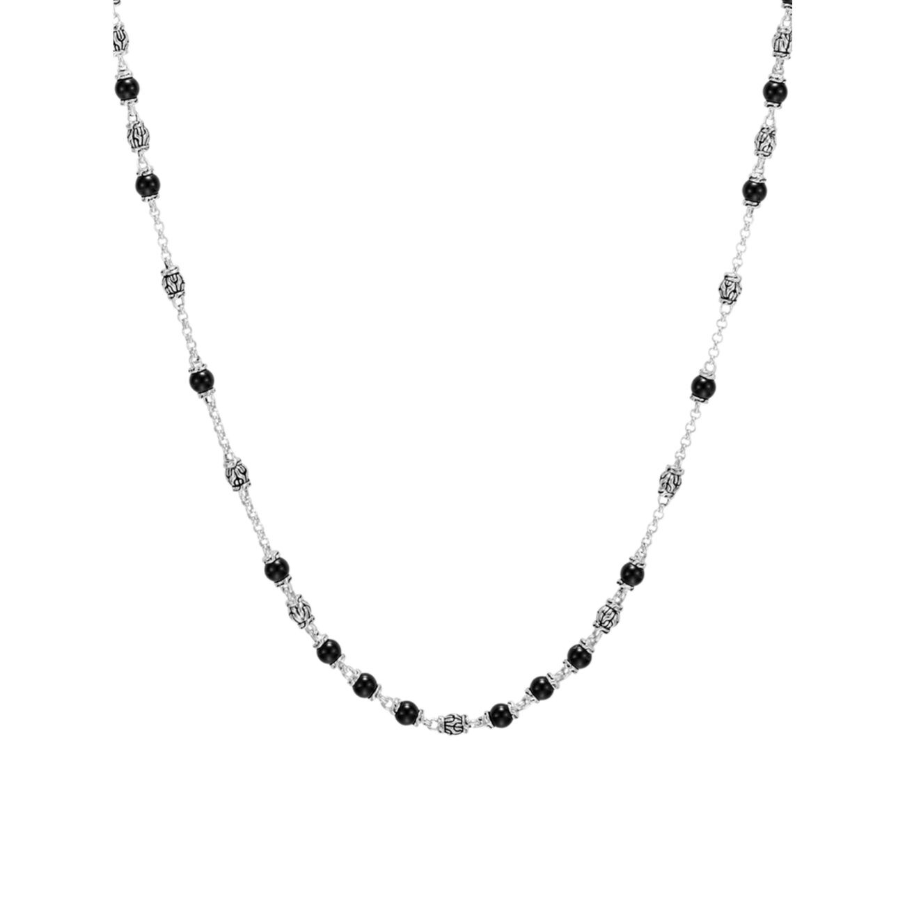 Classic Chain Sterling Silver &amp; Black Onyx Beaded Necklace JOHN HARDY