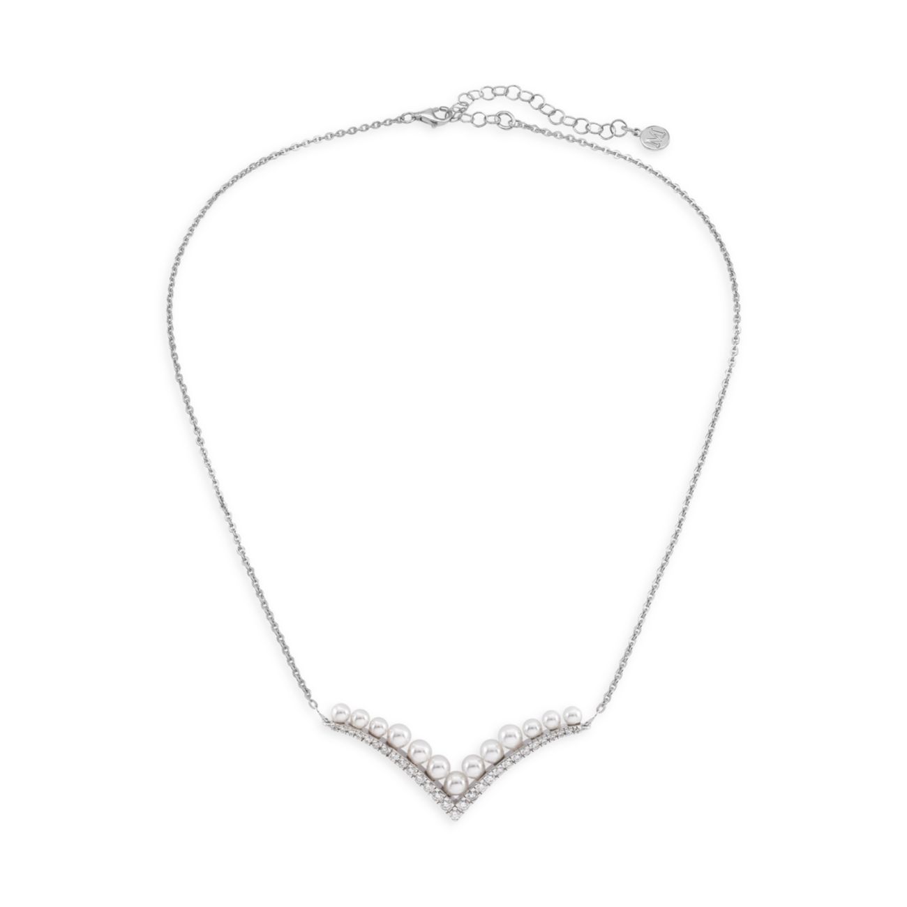 Арабески из стерлингового серебра & amp; Ожерелье с подвеской из искусственного жемчуга Majorica