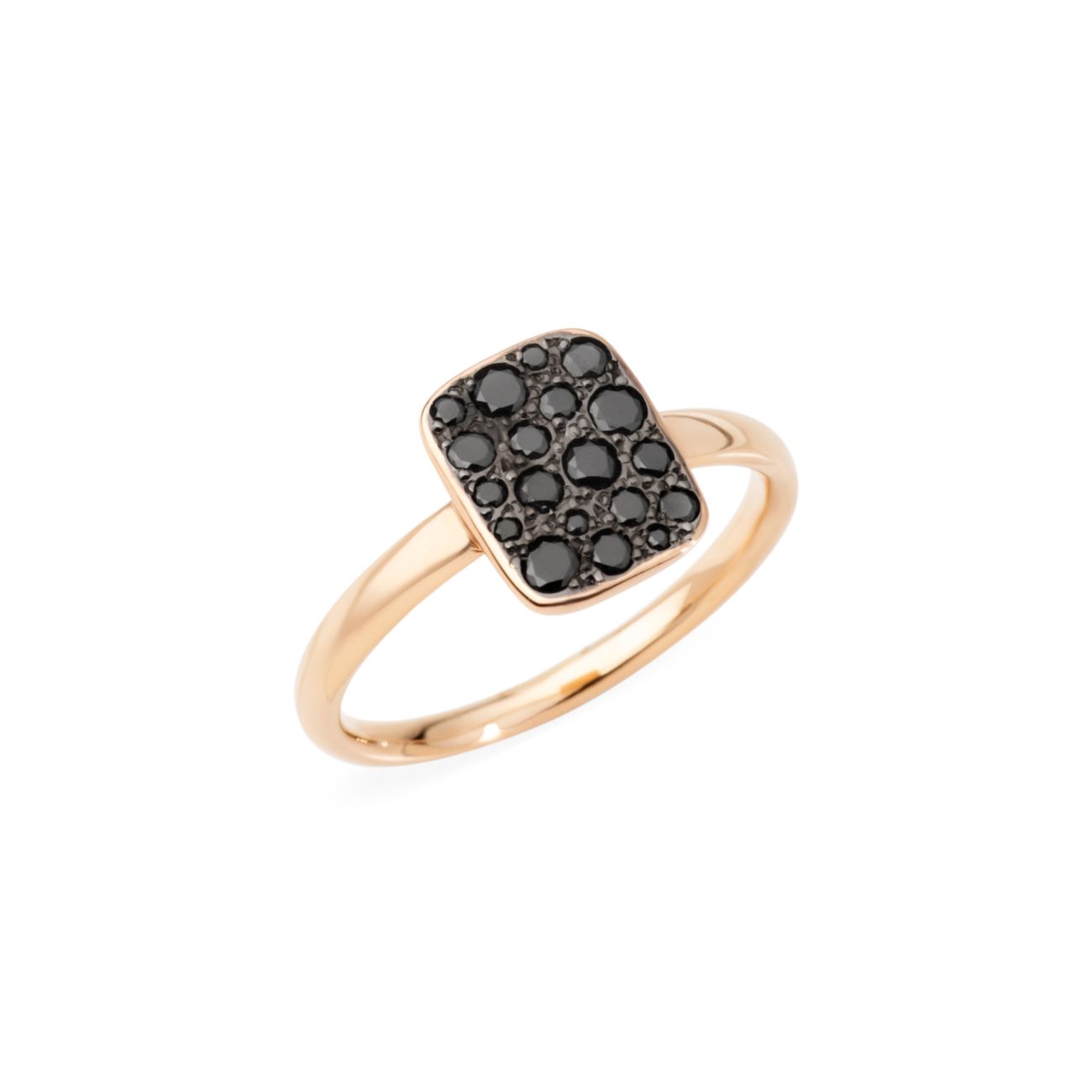 Sabbia Small 18K розовое золото & amp; Черный бриллиантПрямоугольное кольцо Pomellato
